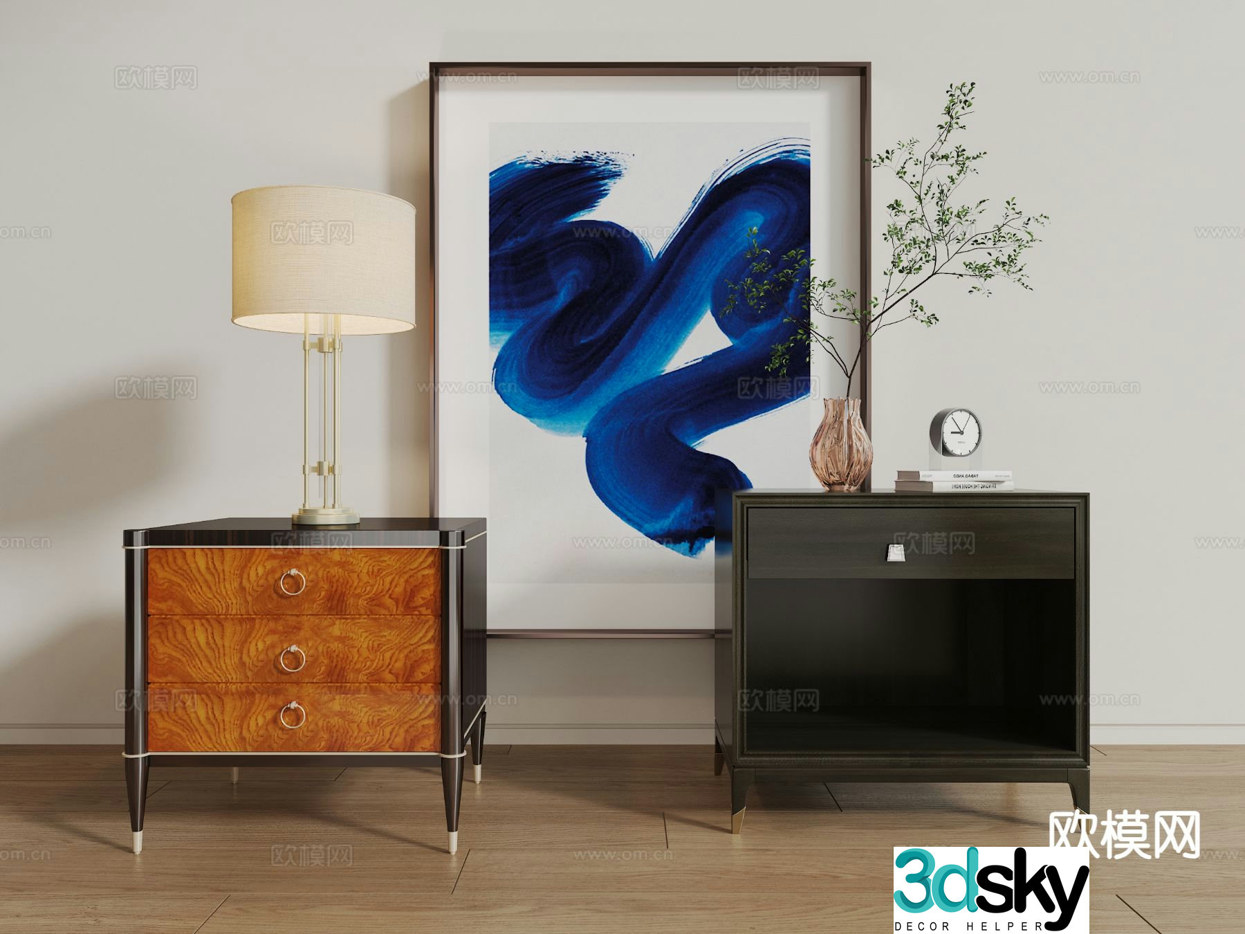 Light luxury bedside table 3D model