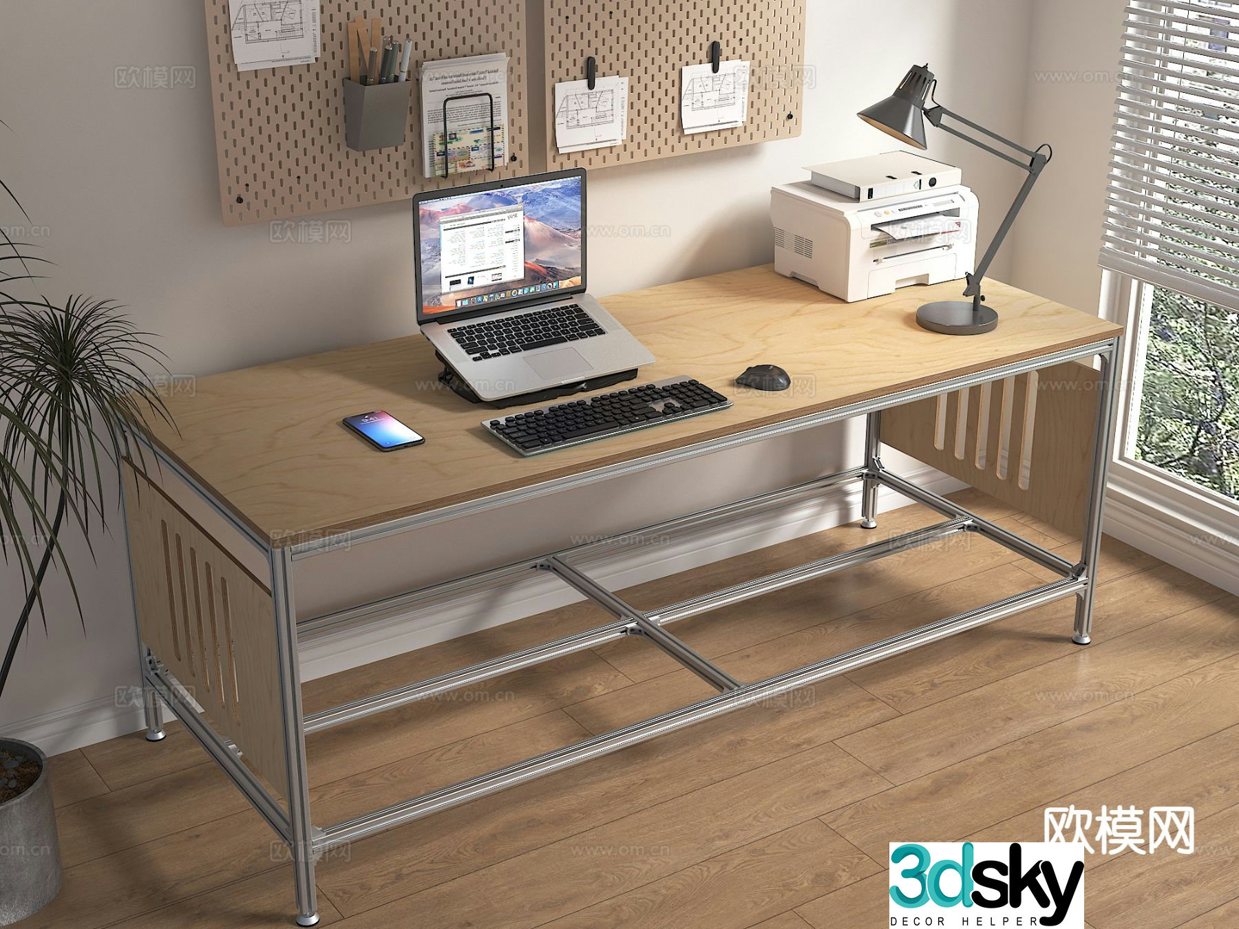 Modern desk executive desk staff desk 3d model