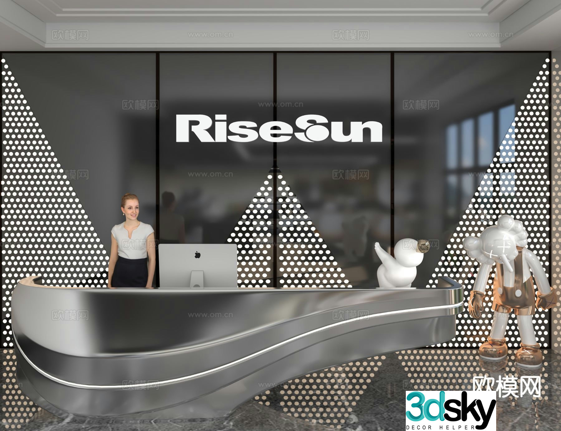 Modern front desk reception desk service desk 3d model