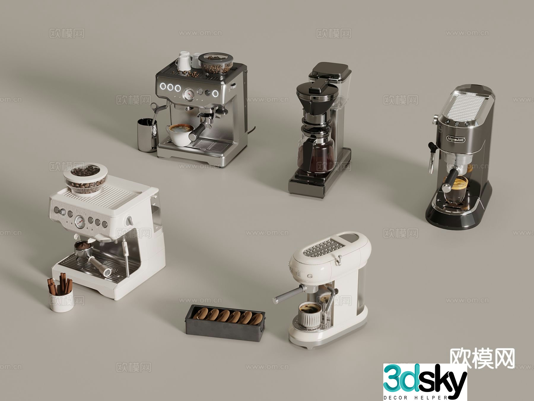 kitchen appliances coffee machine coffee beans 3d model