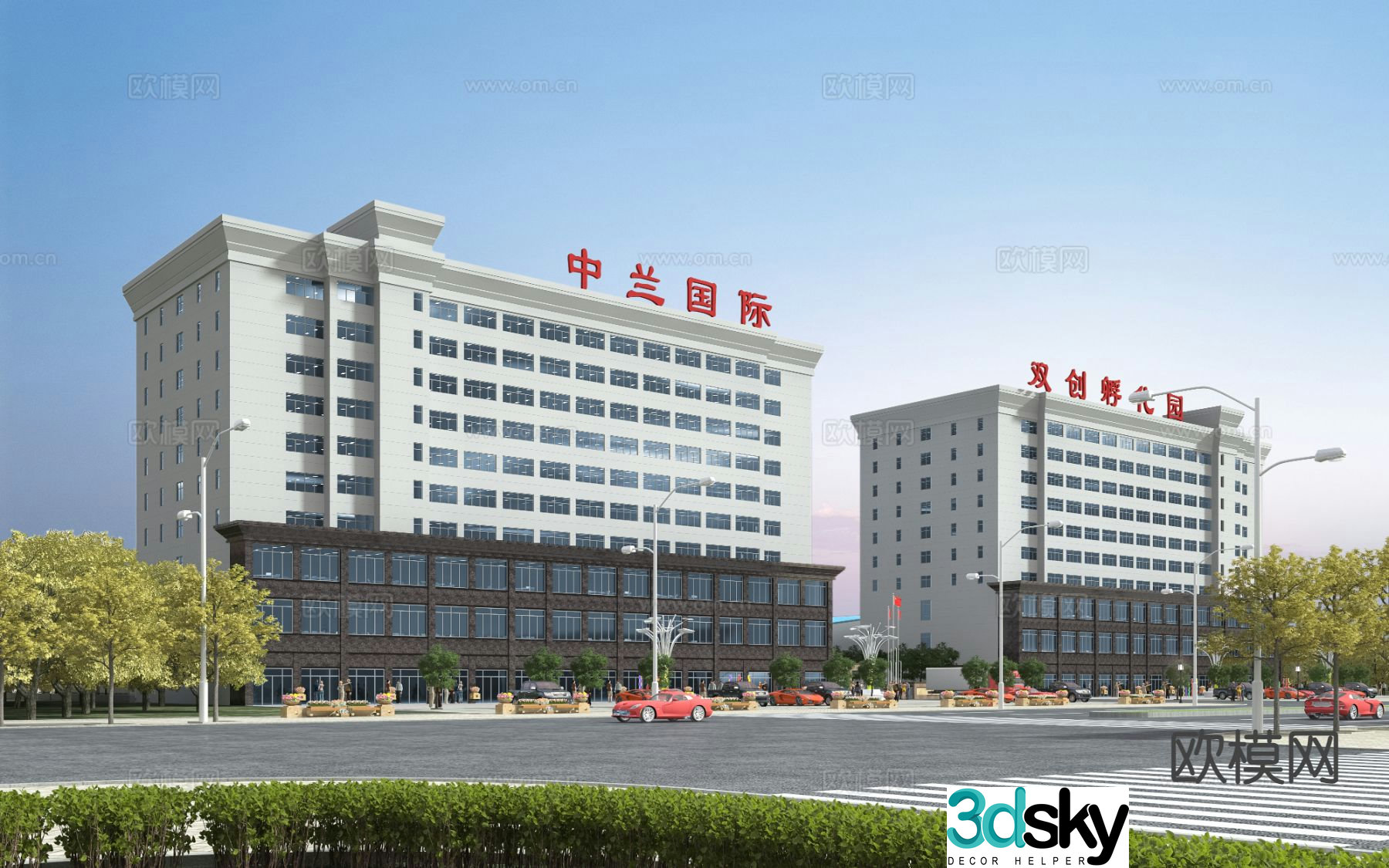 Modern office building exterior 3d model