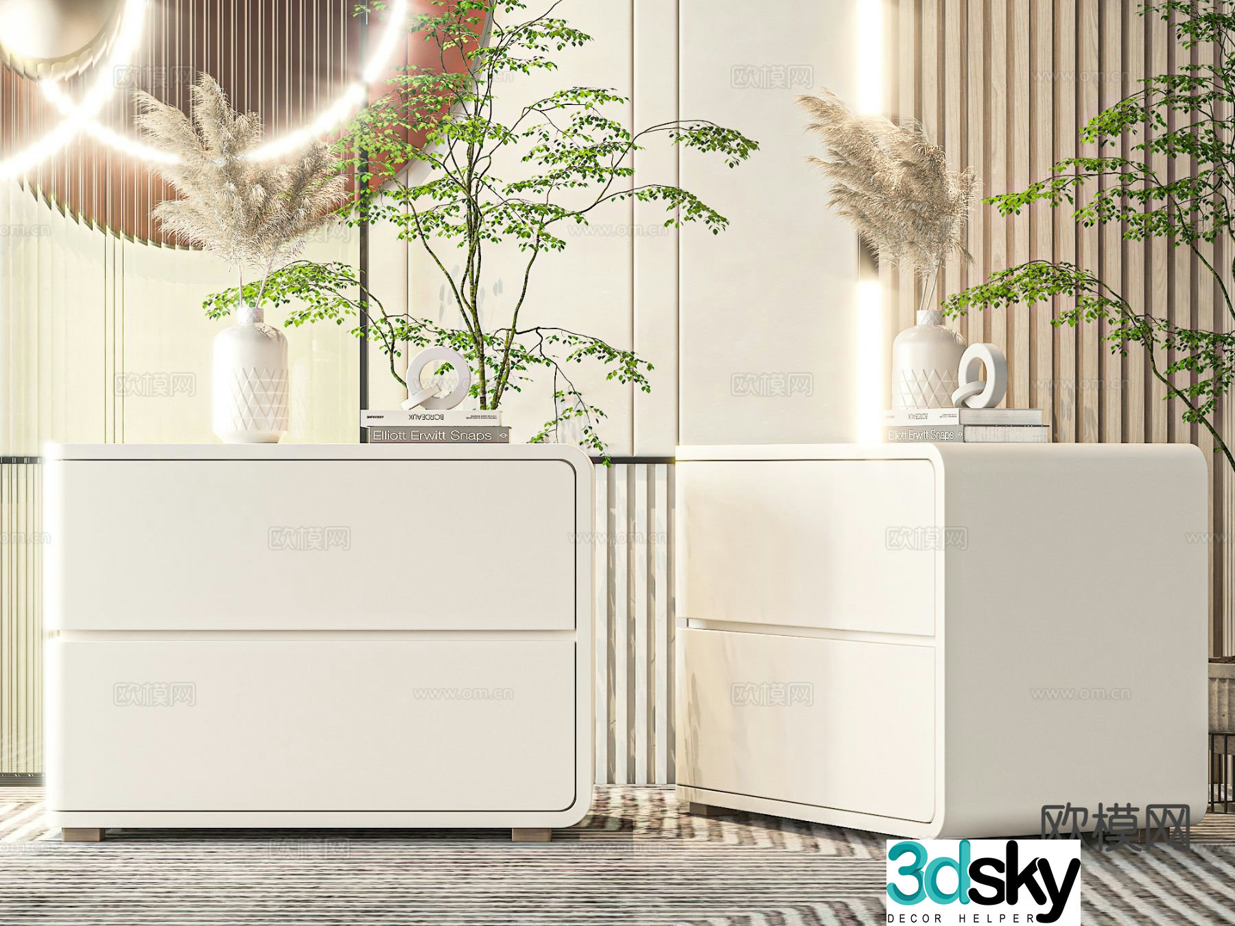 Cream style bedside table 3d model