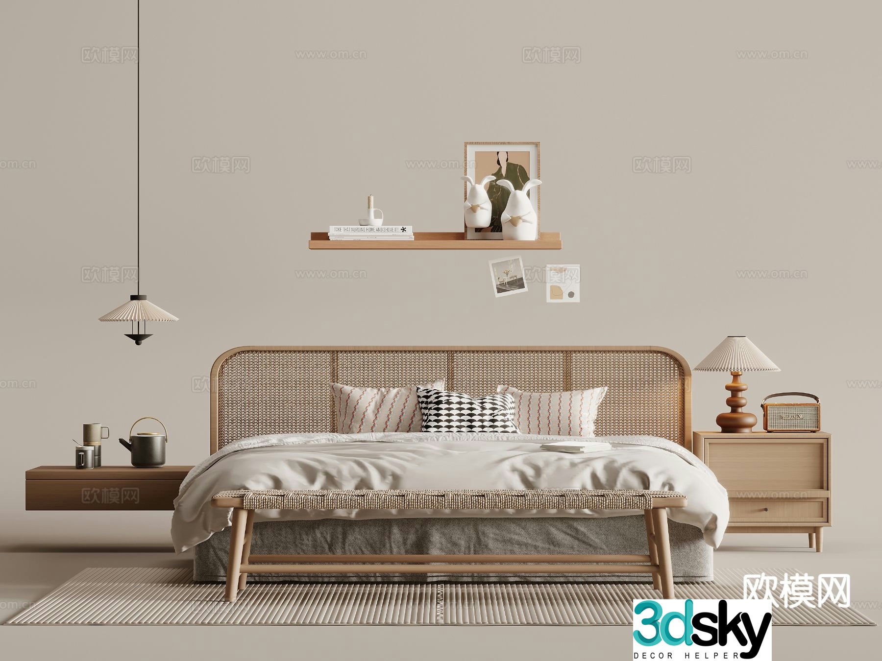 Medieval style double bed 3d model