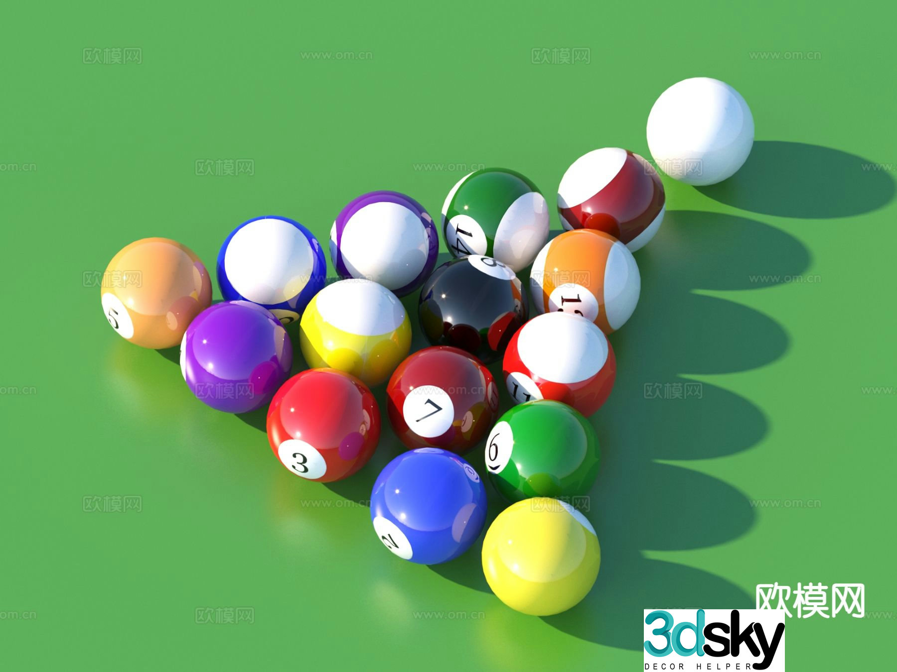ball billiards ball equipment 3d model