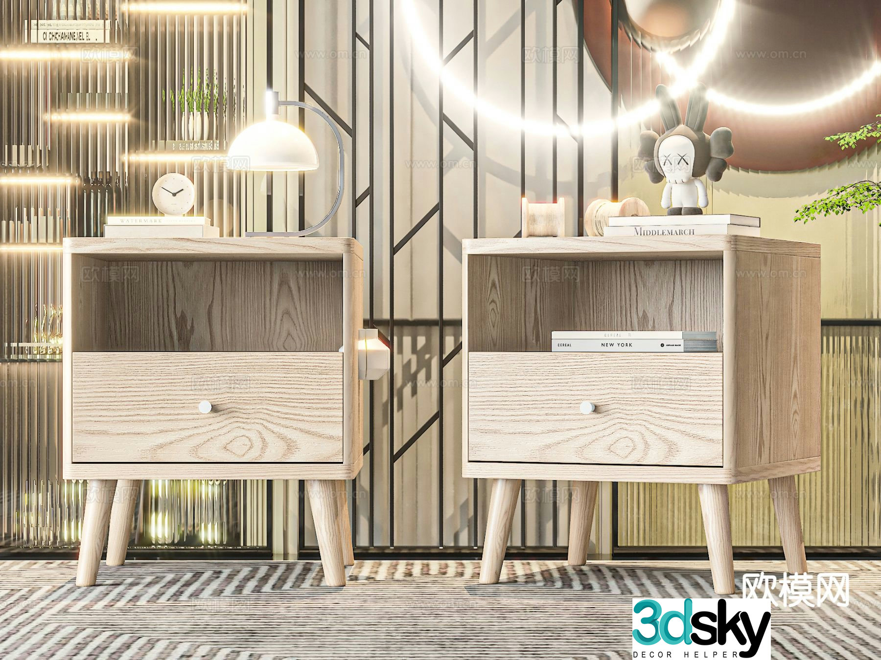 Nordic bedside table 3d model