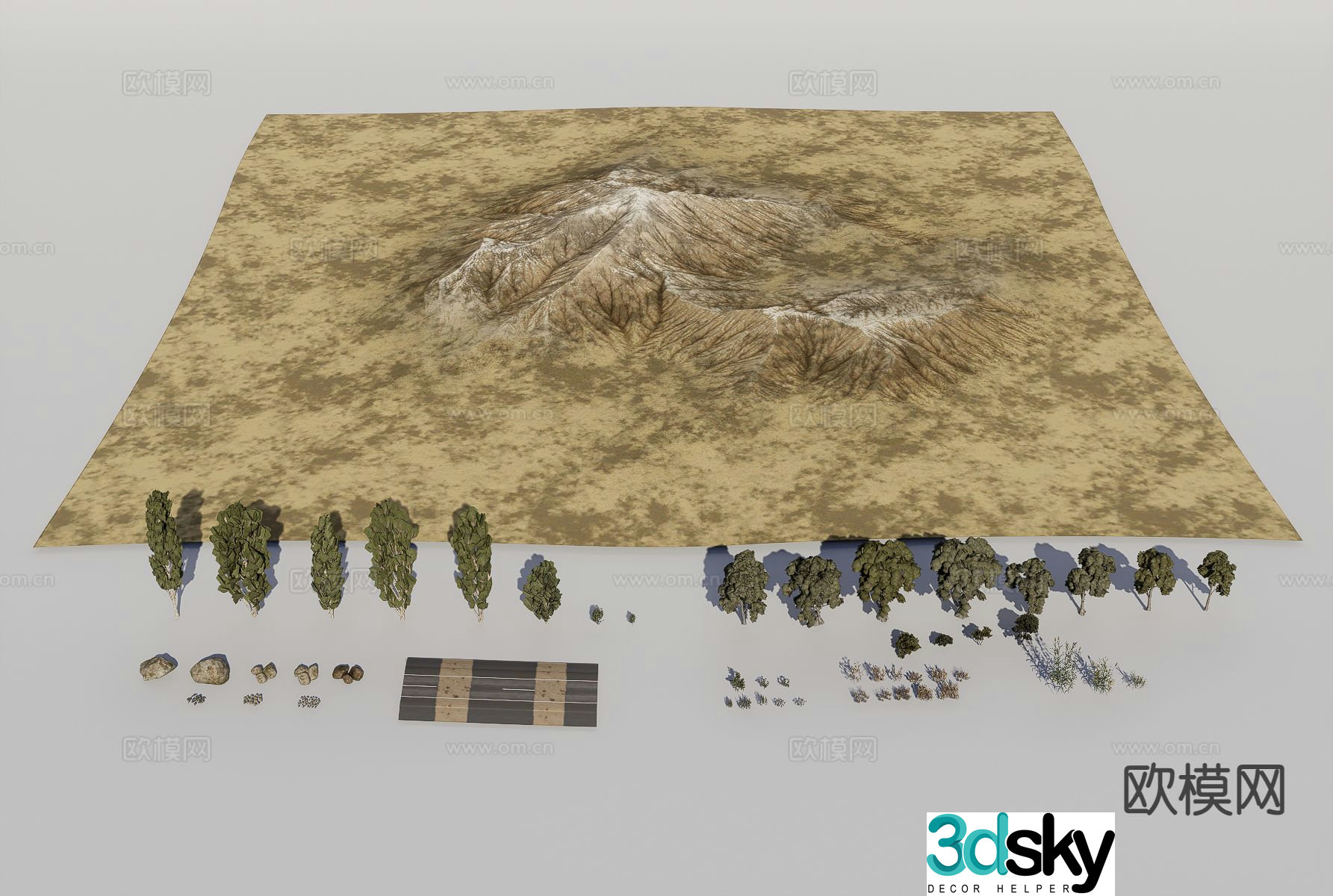grassland mountains terrain peaks 3d model