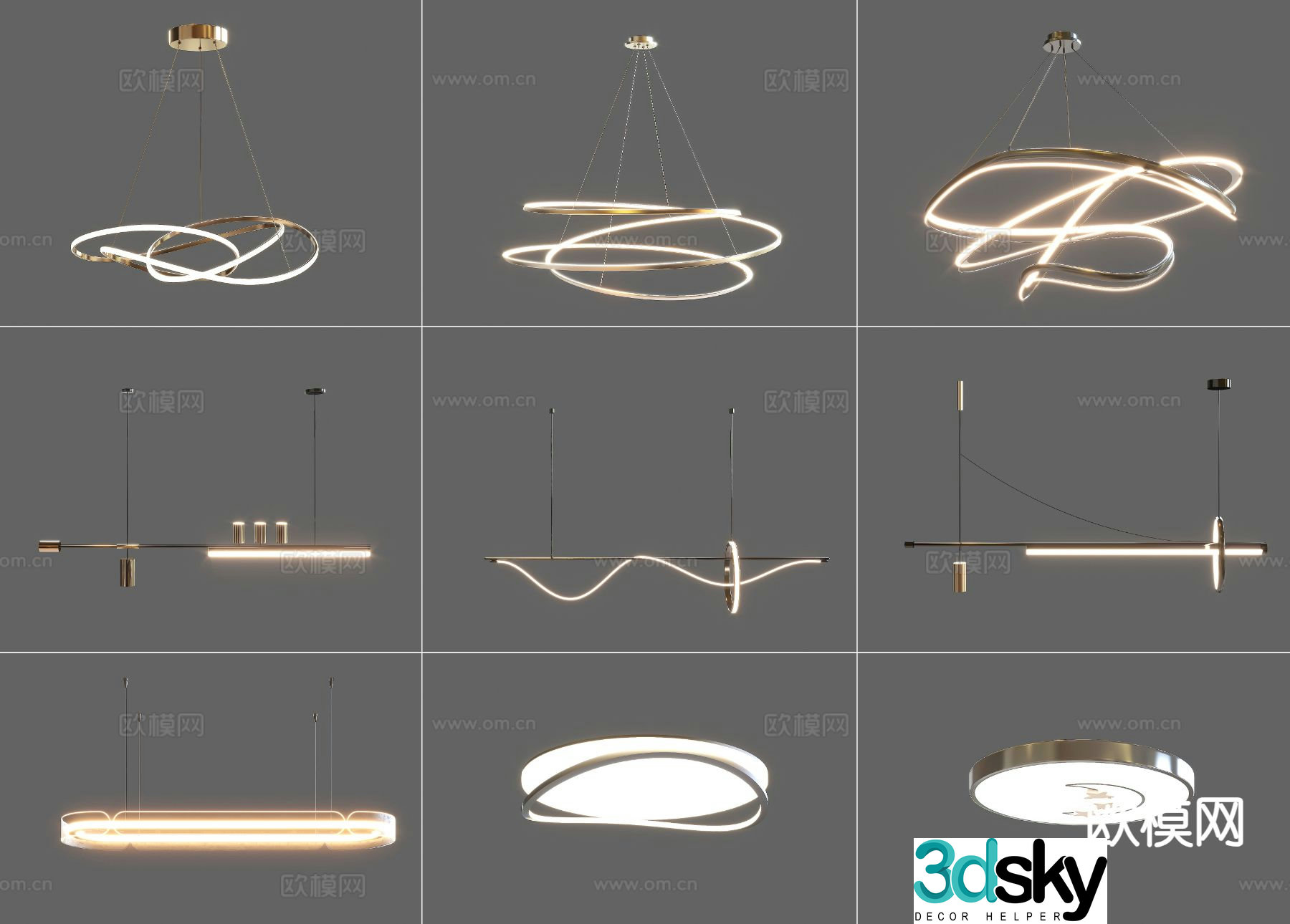 Minimalist chandelier 3d model