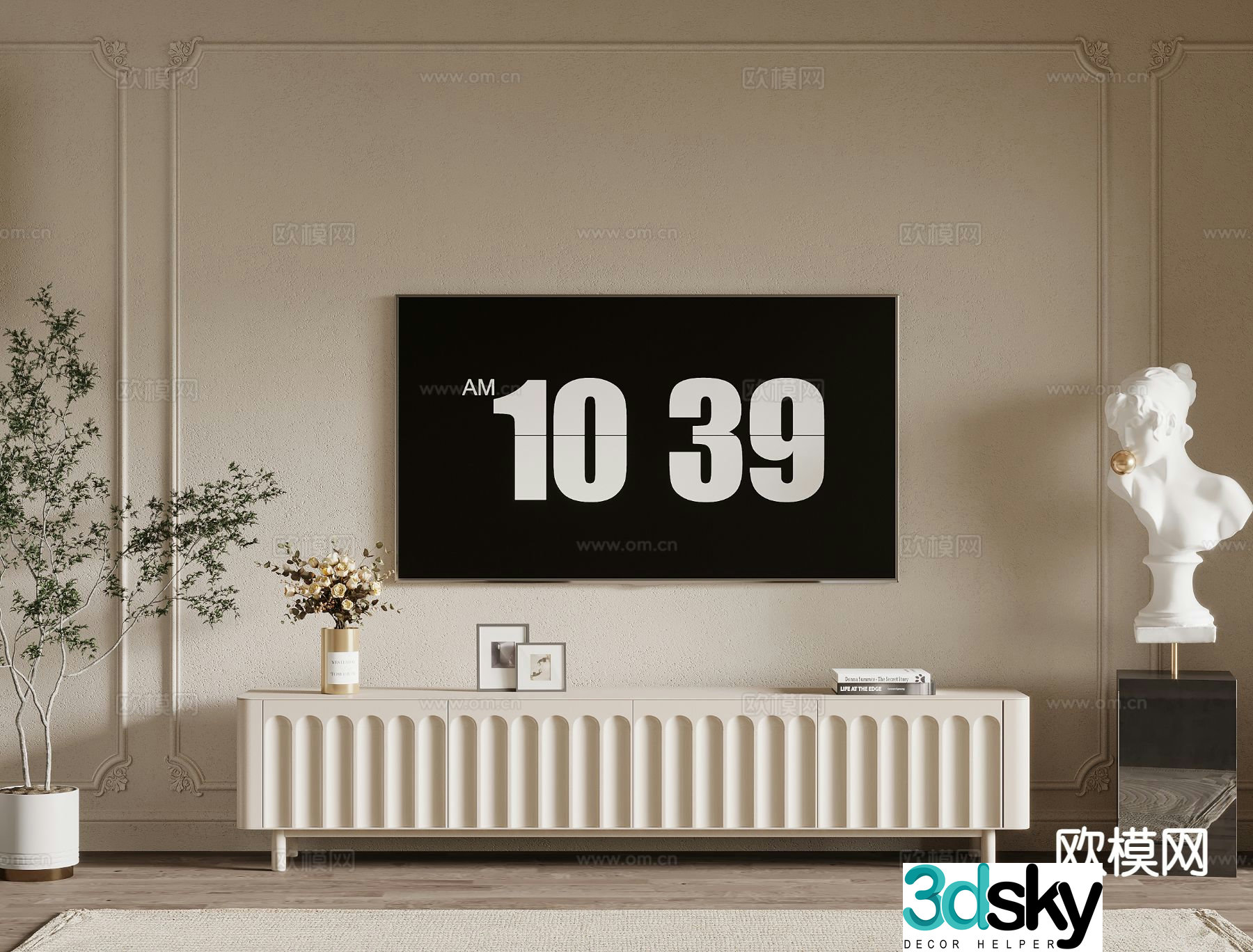 Cream style TV cabinet 3d model