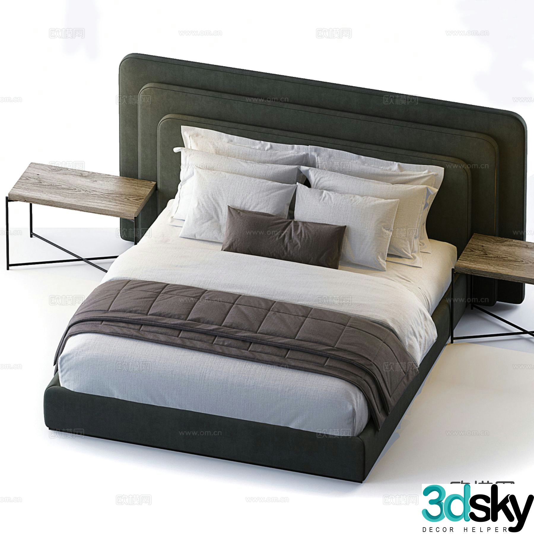 Modern double bed 3d model