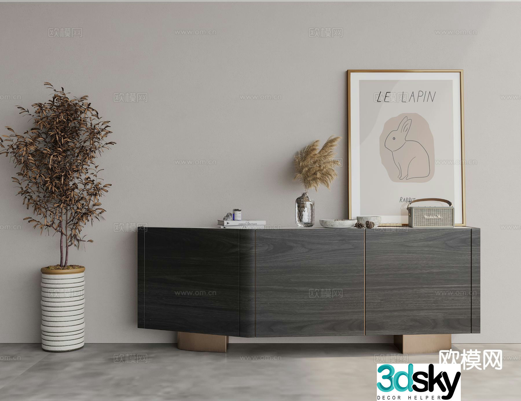 Light luxury entrance cabinet entrance cabinet 3D model