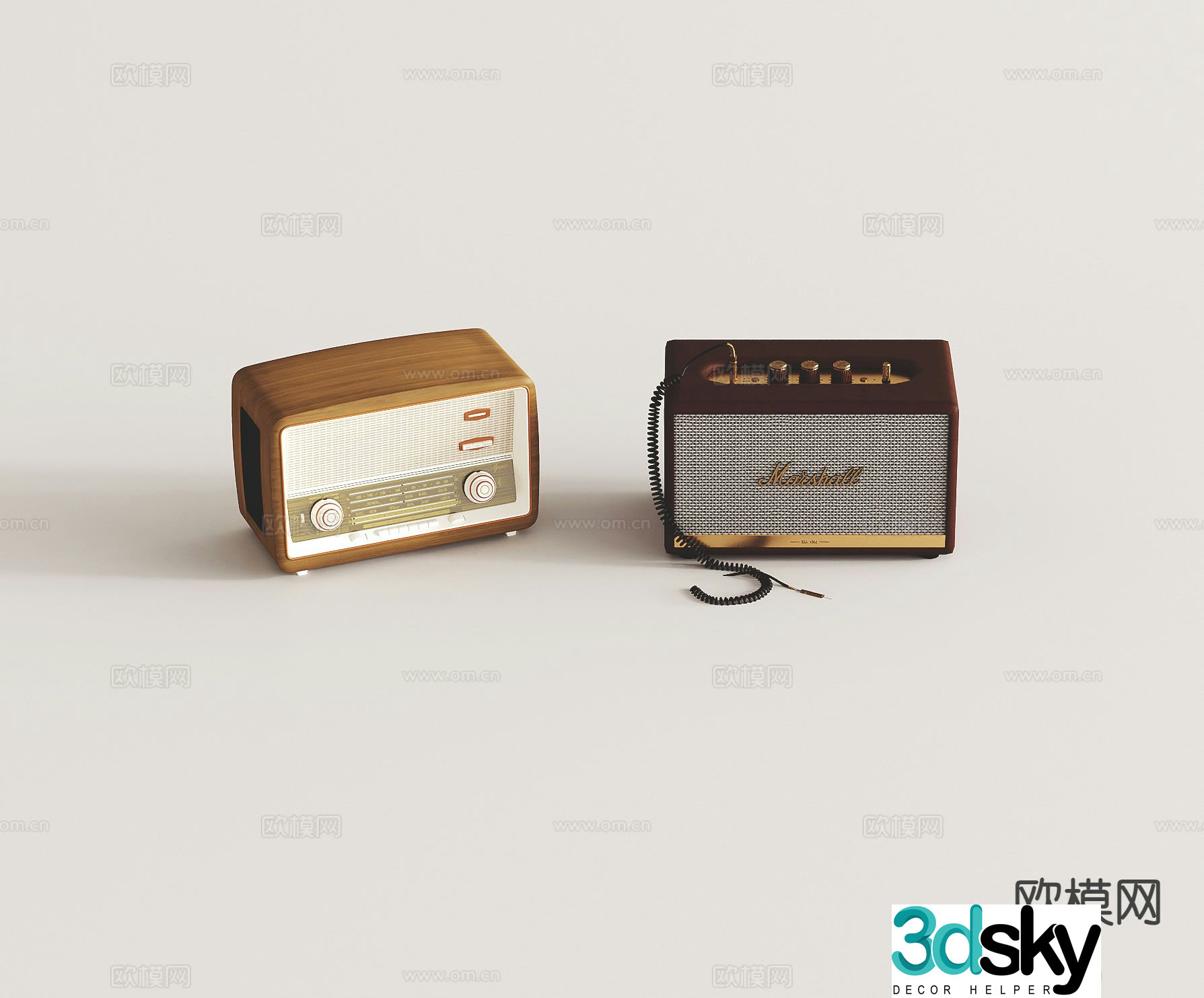 retro radio audio subwoofer 3d model