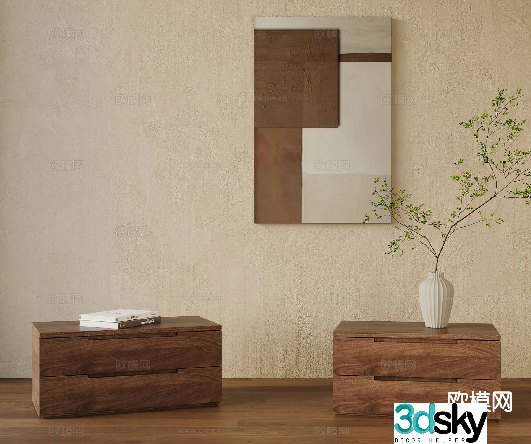 wabi-sabi bedside table 3d model