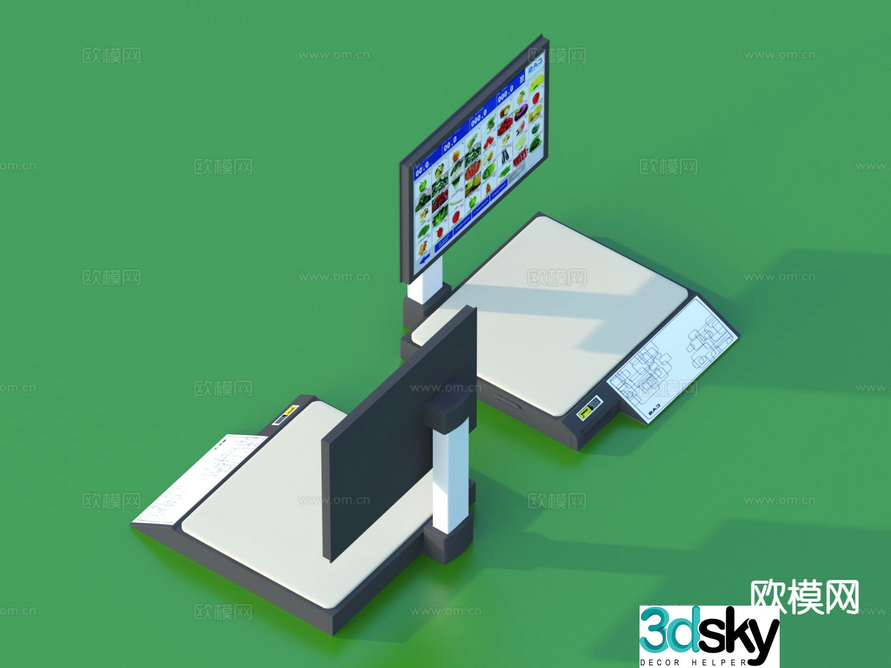 Electronic scale supermarket supplies cashier 3d model