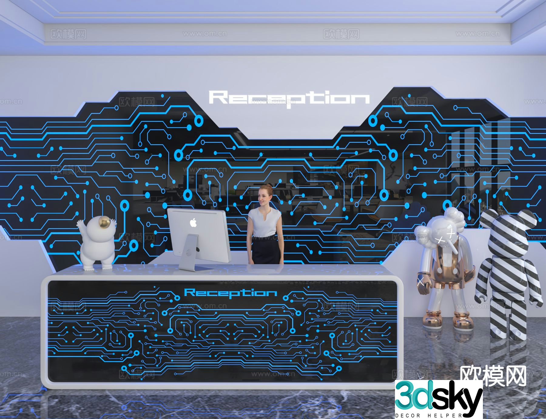 Modern front desk 3d model