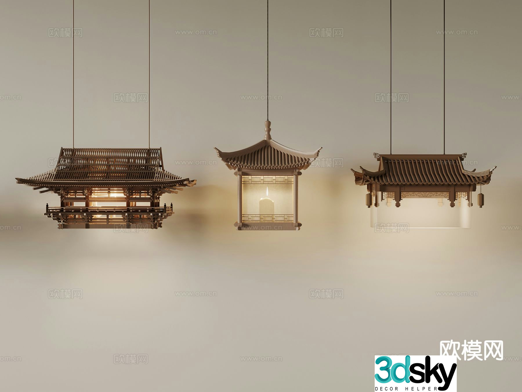 New Chinese Chandelier Tower Chandelier 3D Model