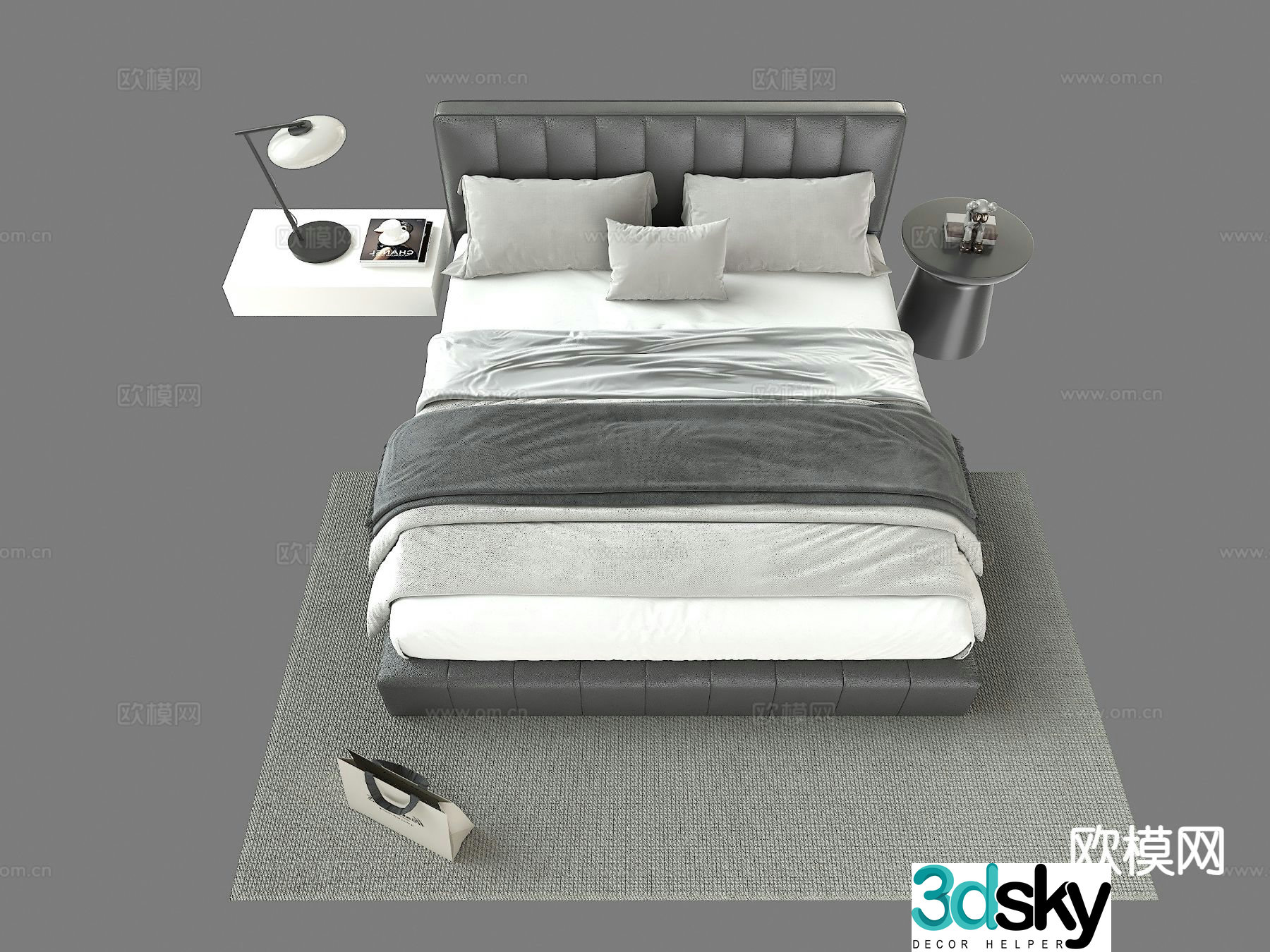 Modern double bed 3d model