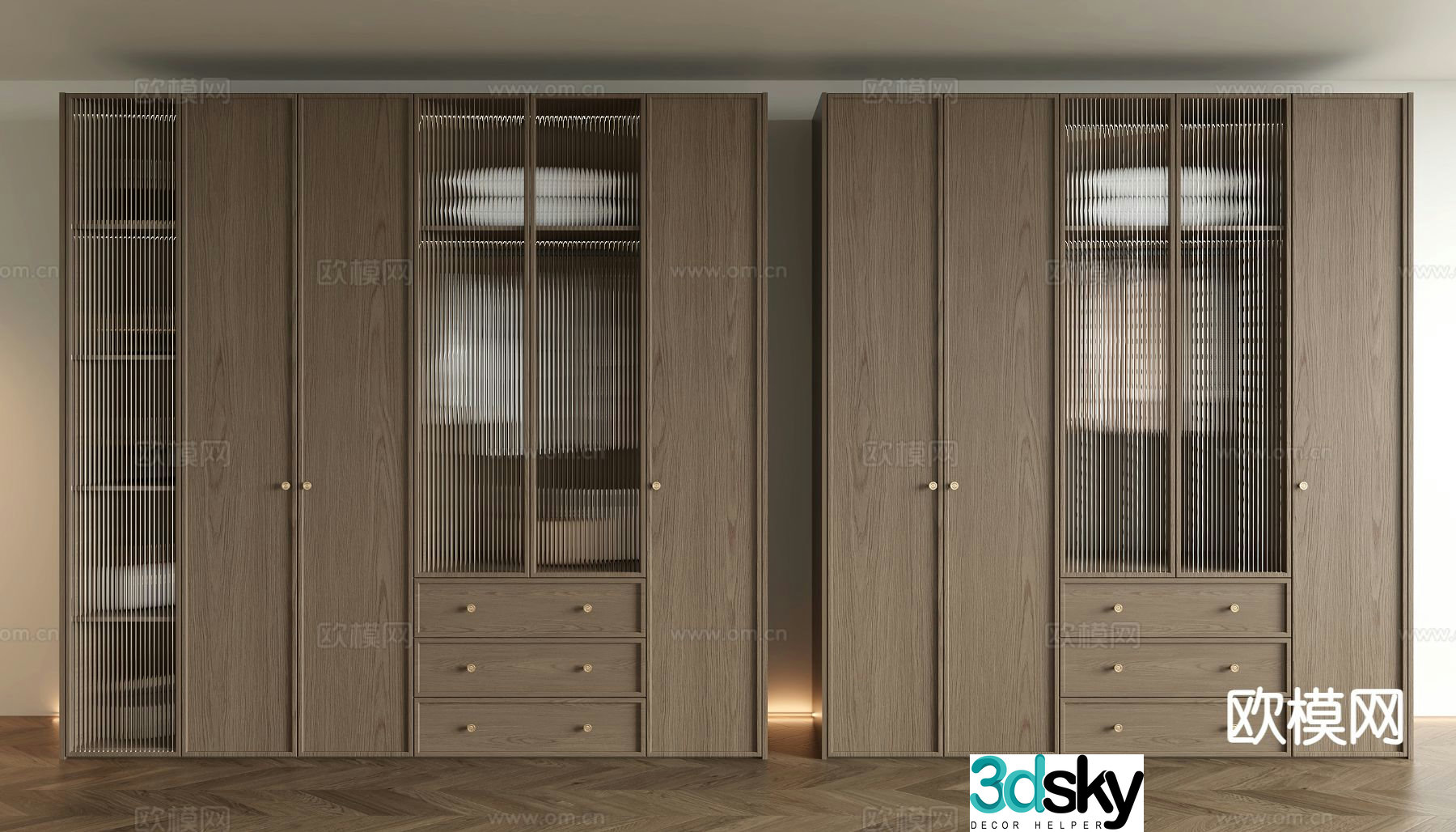 New Chinese style wardrobe wardrobe 3d model