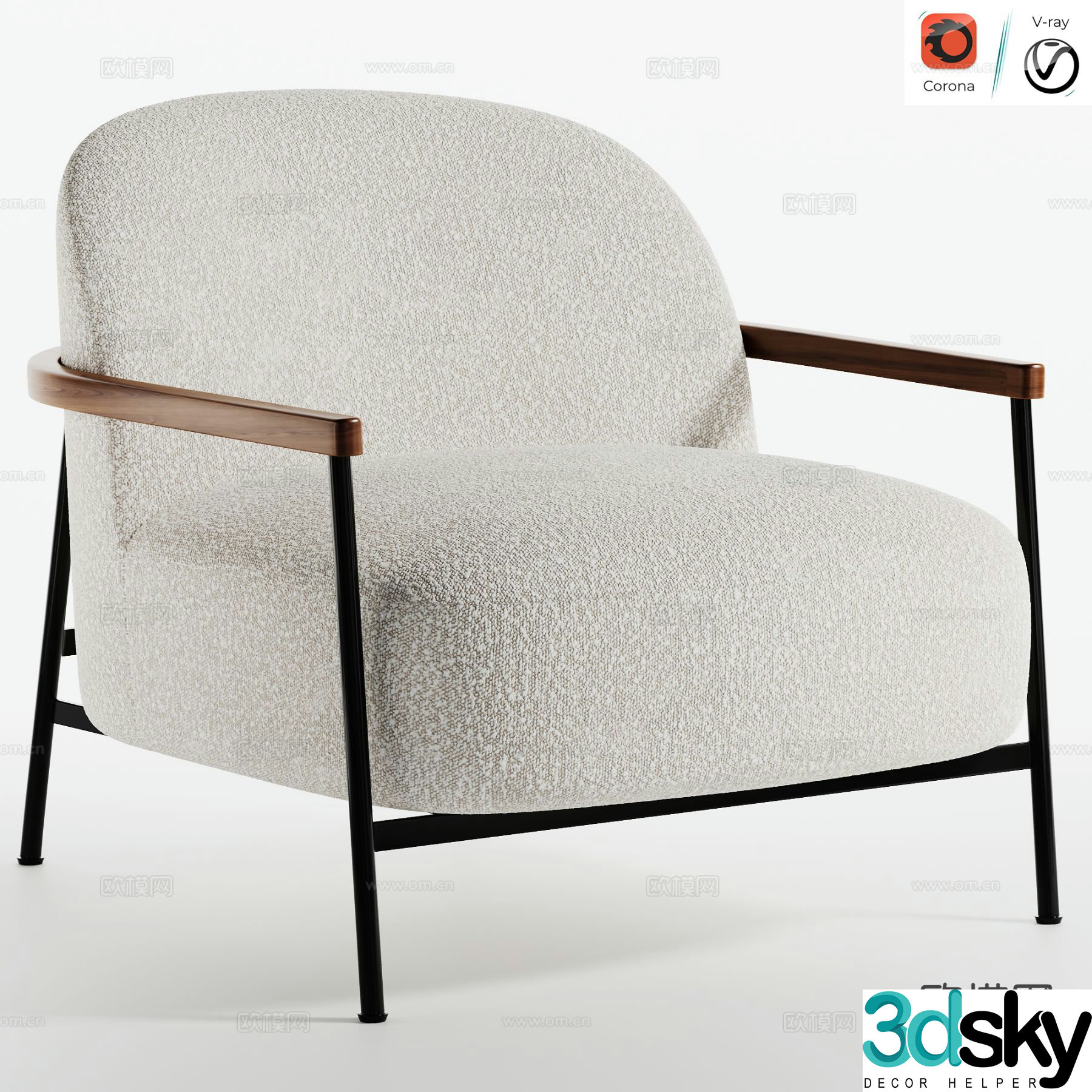 Sejour Lounge modern single sofa 3d model