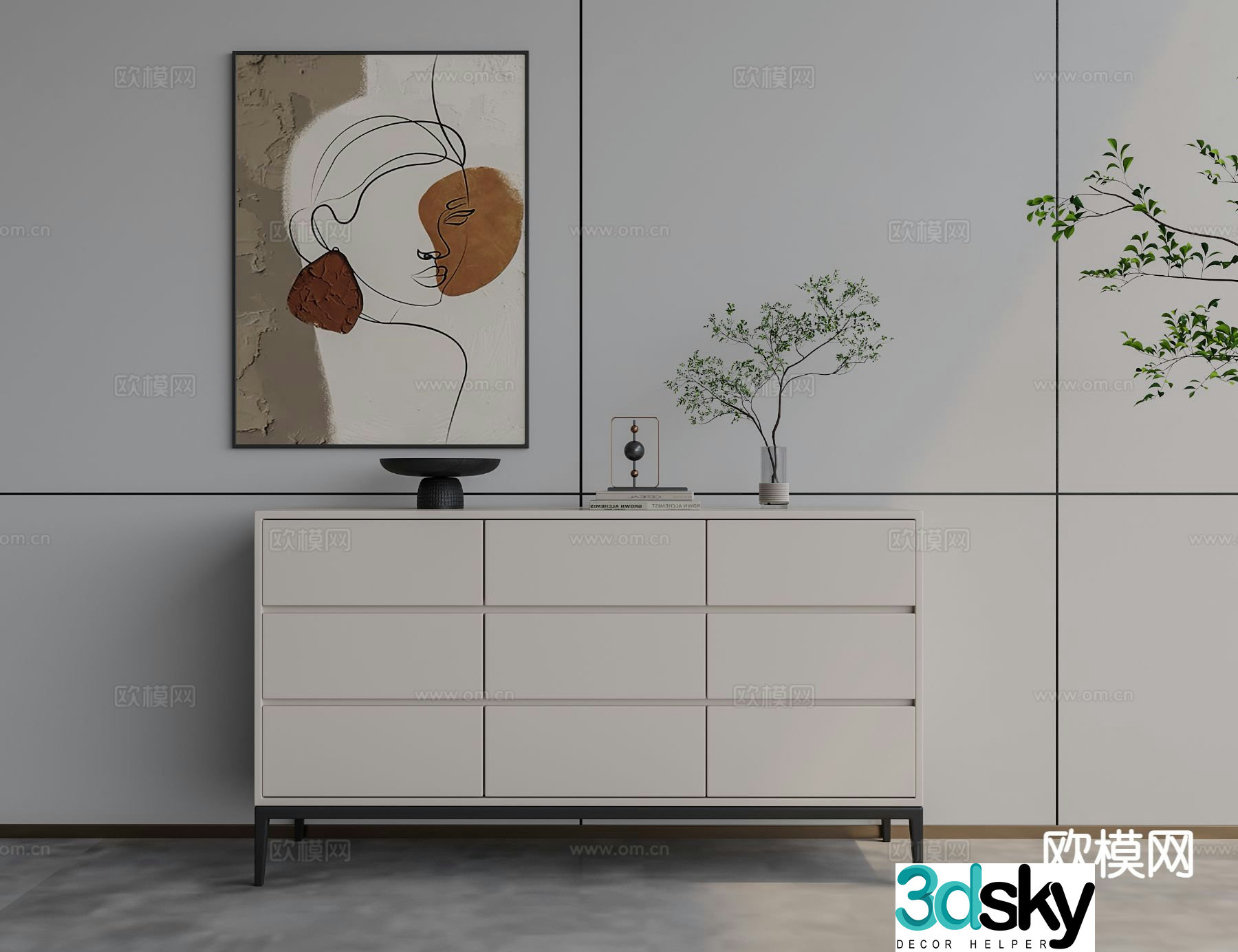 Modern entrance entrance cabinet chest of cabinet 3d model