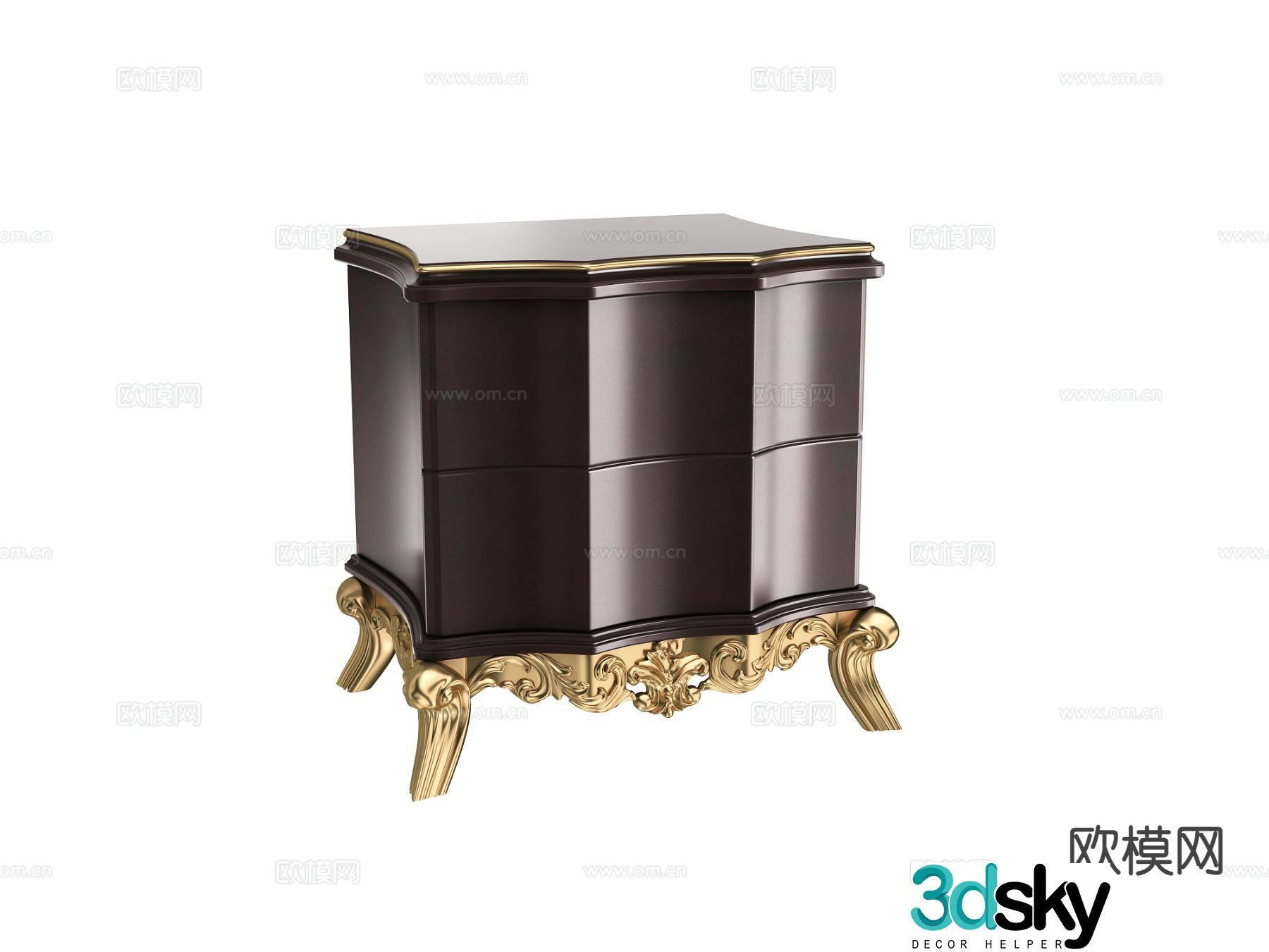 American bedside table 3d model