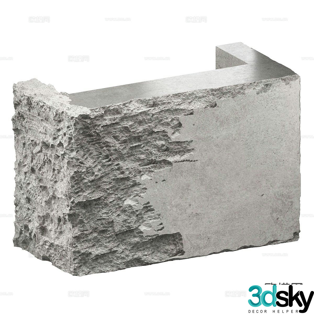 Industrial style stone front desk 3d model