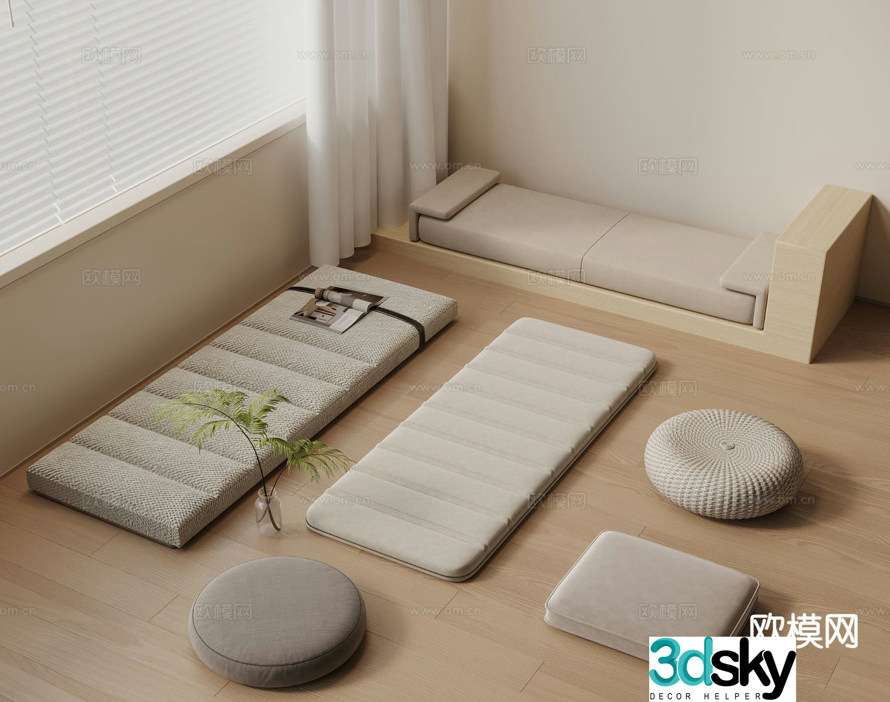 Modern sofa cushion bay window cushion cushion tuanfu 3d model
