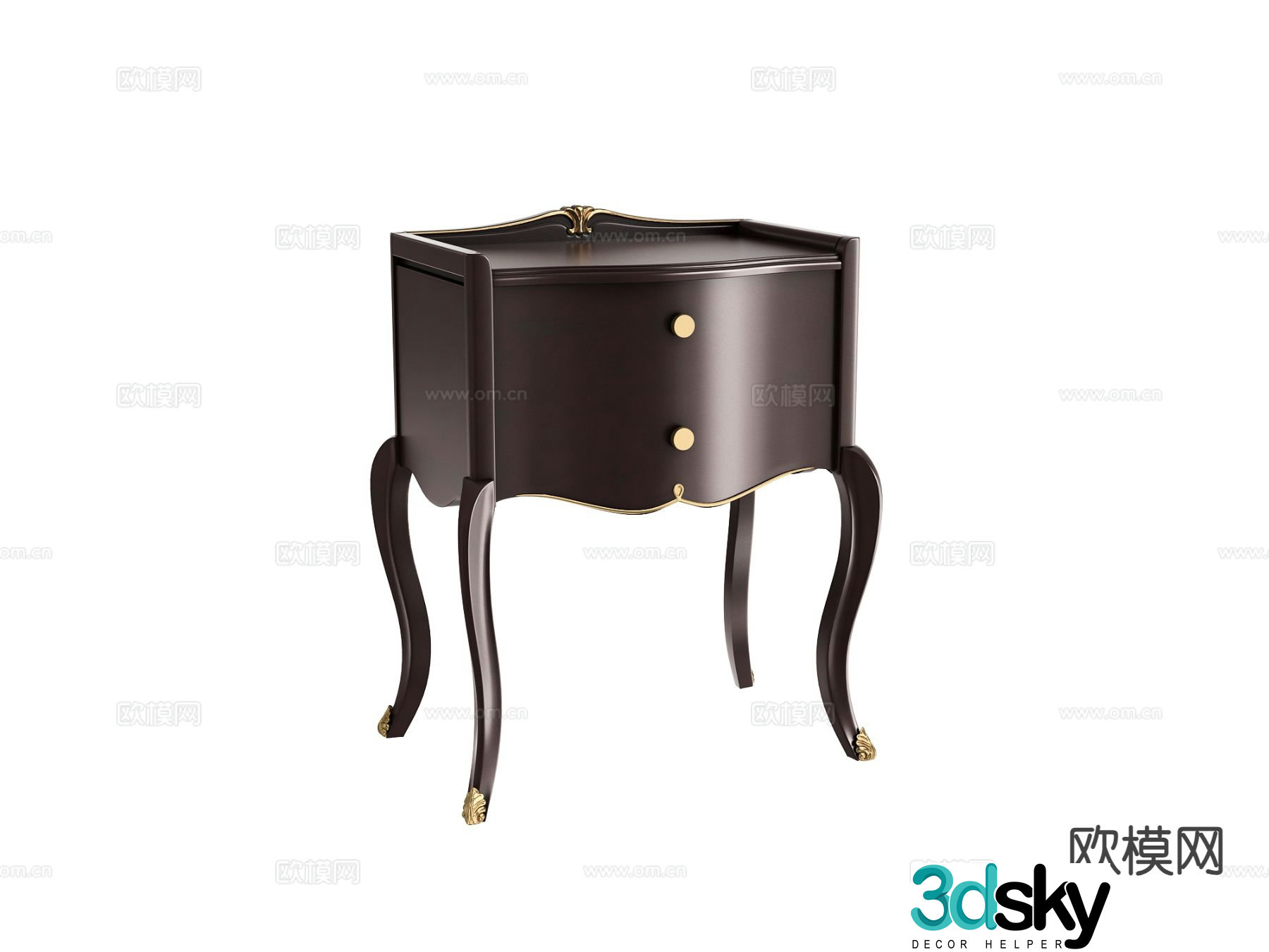 American bedside table 3d model