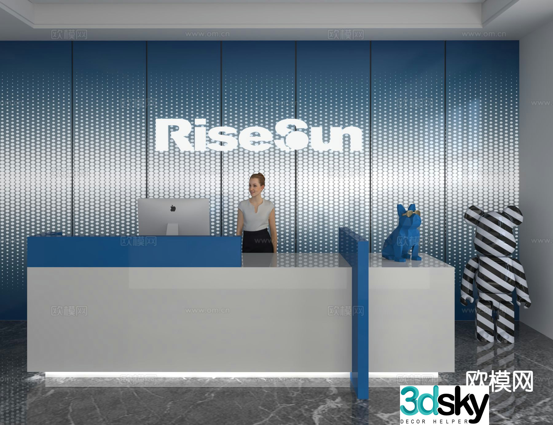 Modern front desk reception desk service desk 3d model