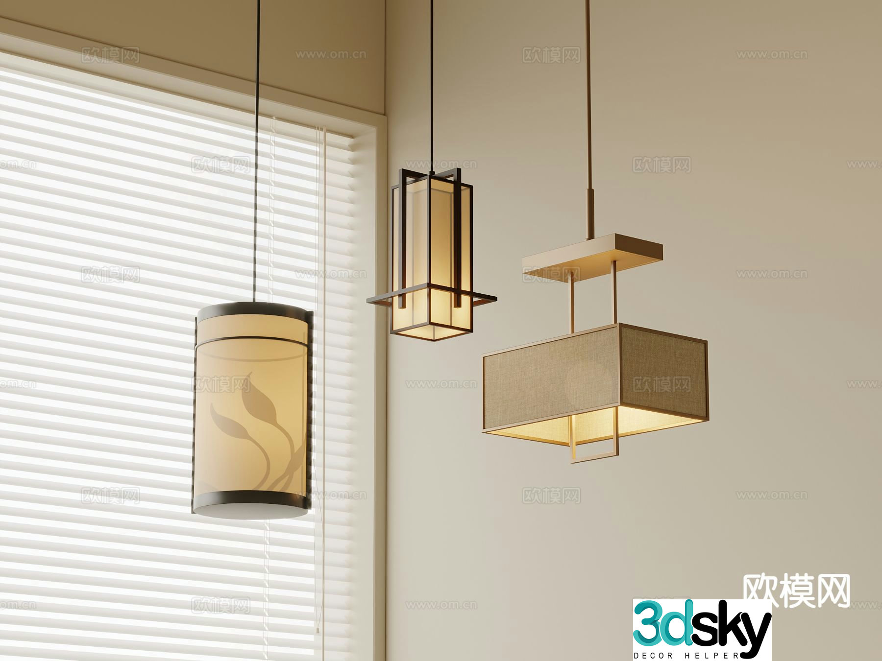 New Chinese style chandelier bedside small chandelier 3d model