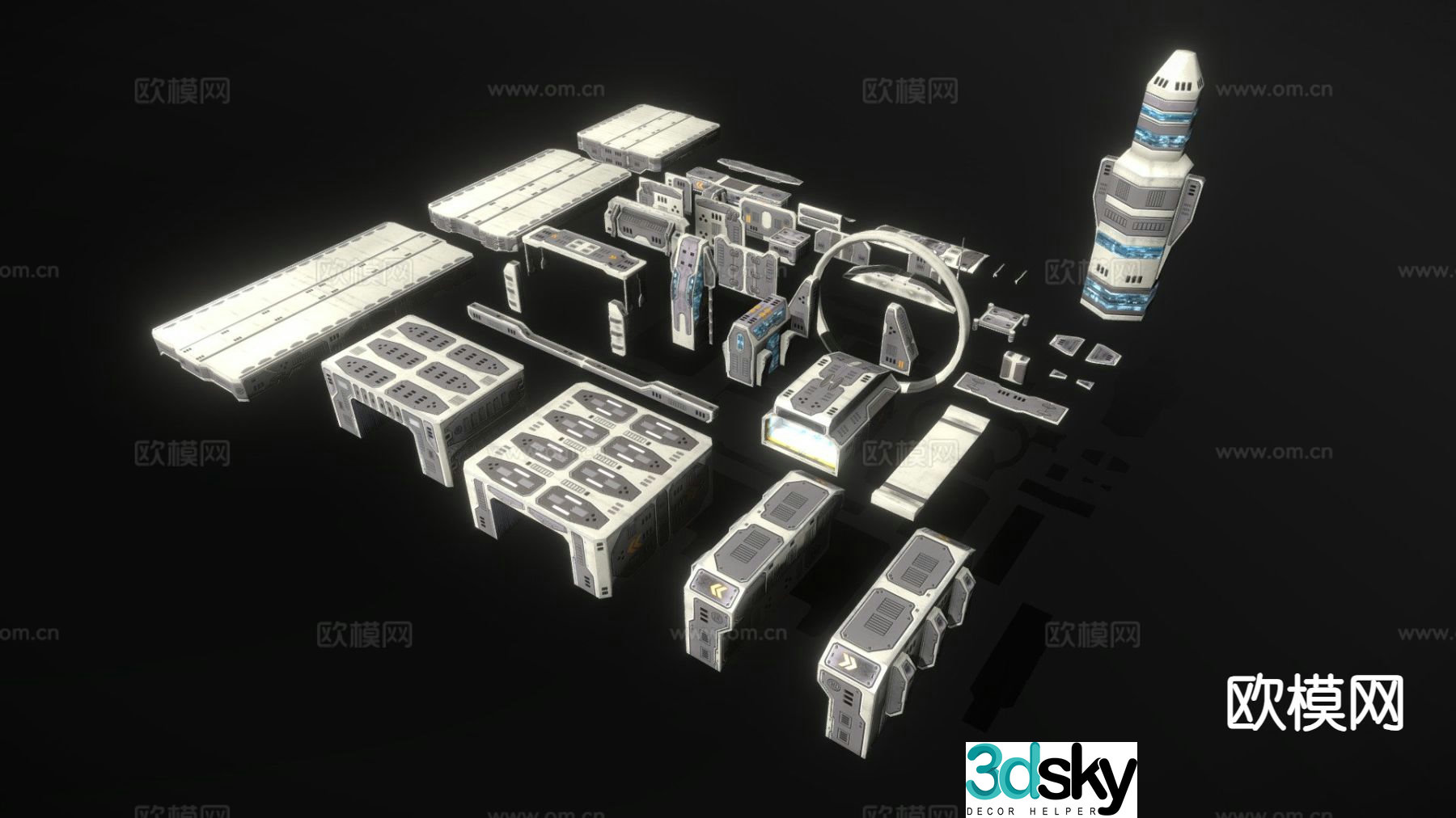 Space platform game props 3d model