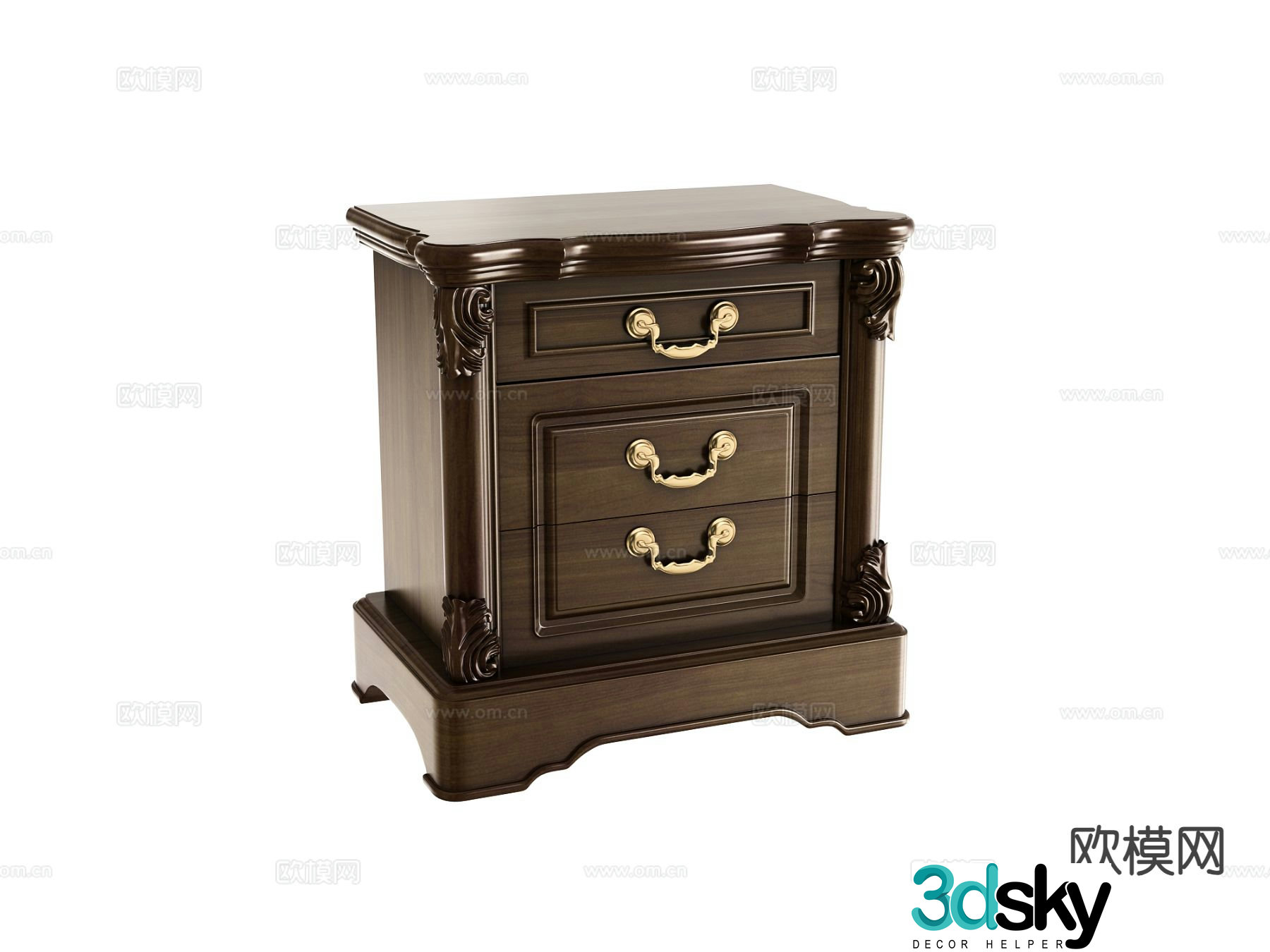 Simple European bedside table 3d model