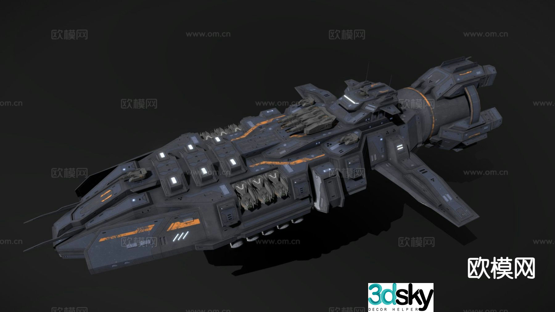 Sci-fi destroyer firewing 3d model