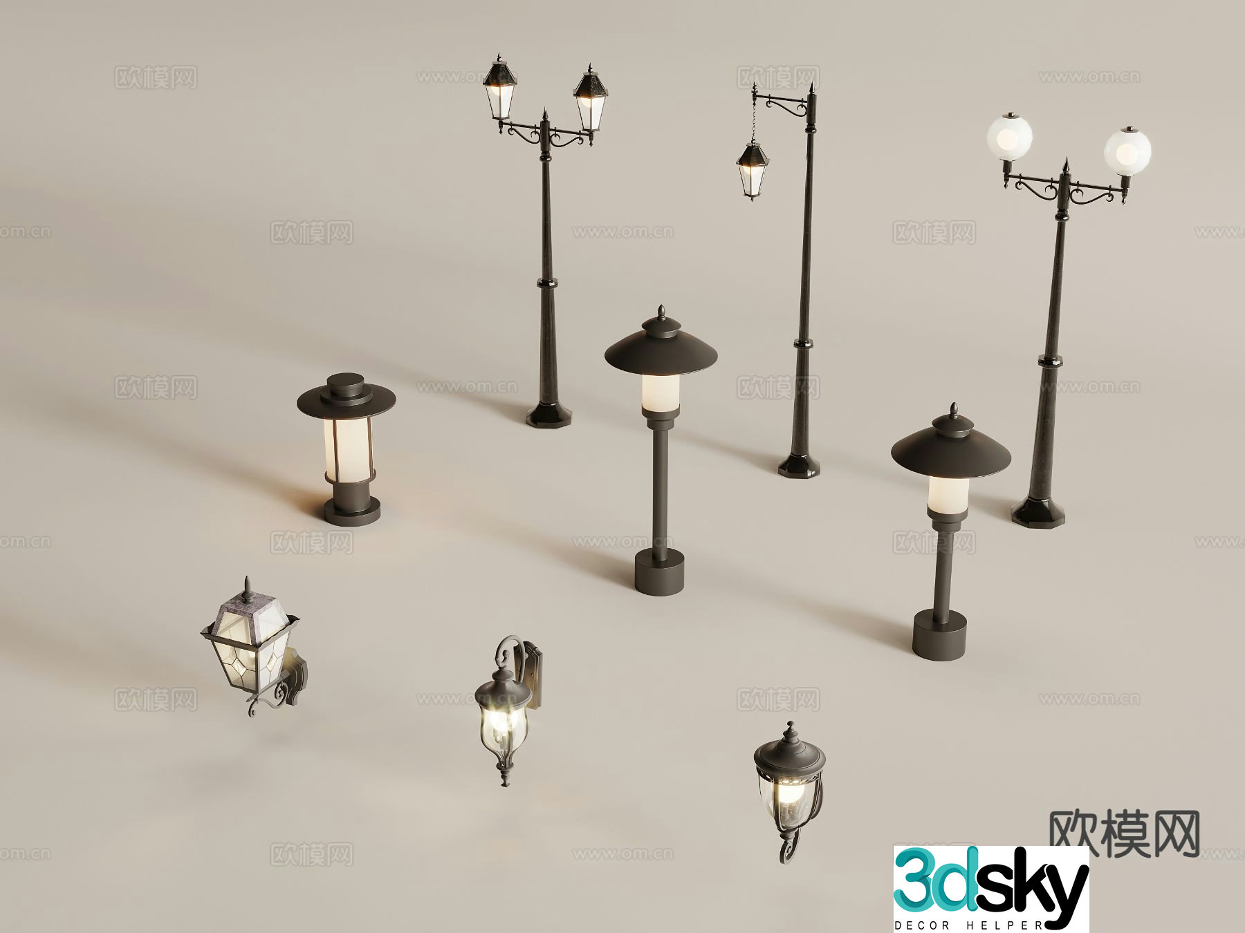 European outdoor light lawn light 3d model