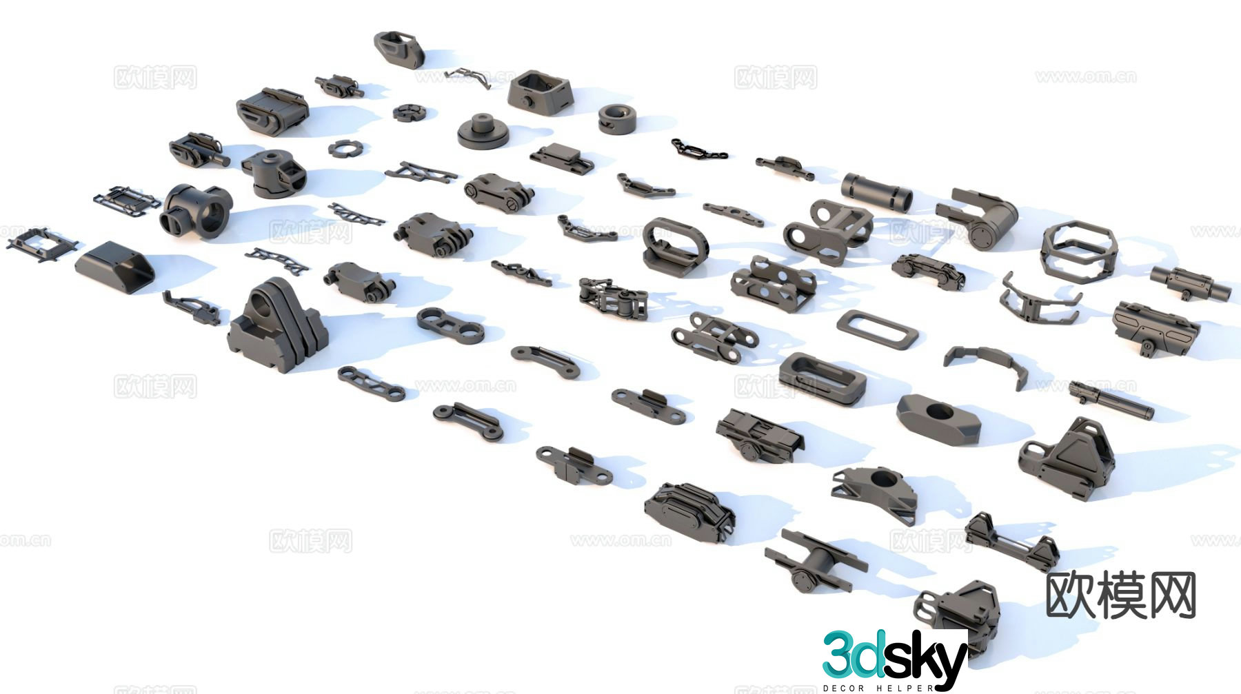 Hard surface parts Mechanical parts Industrial equipment 3d model