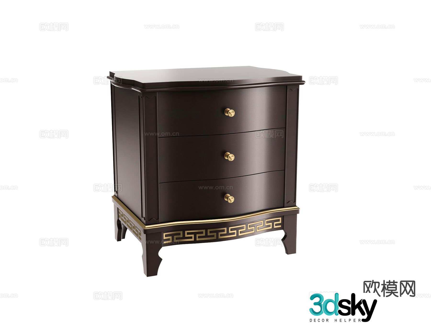 Simple European bedside table 3d model