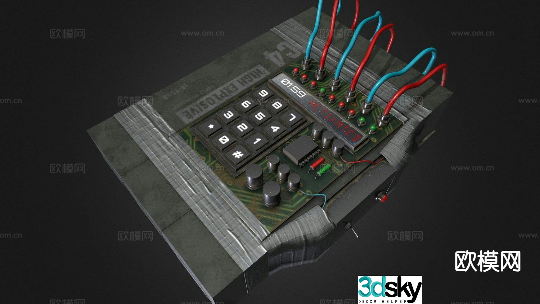 C4 explosive detonator 3d model