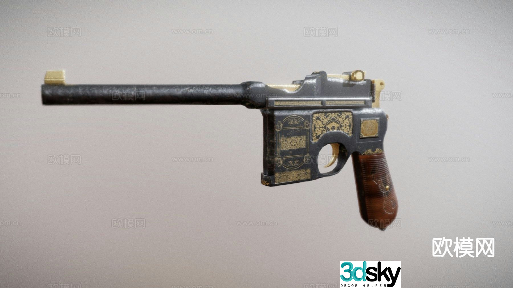 C96 Mauser pistol 3d model