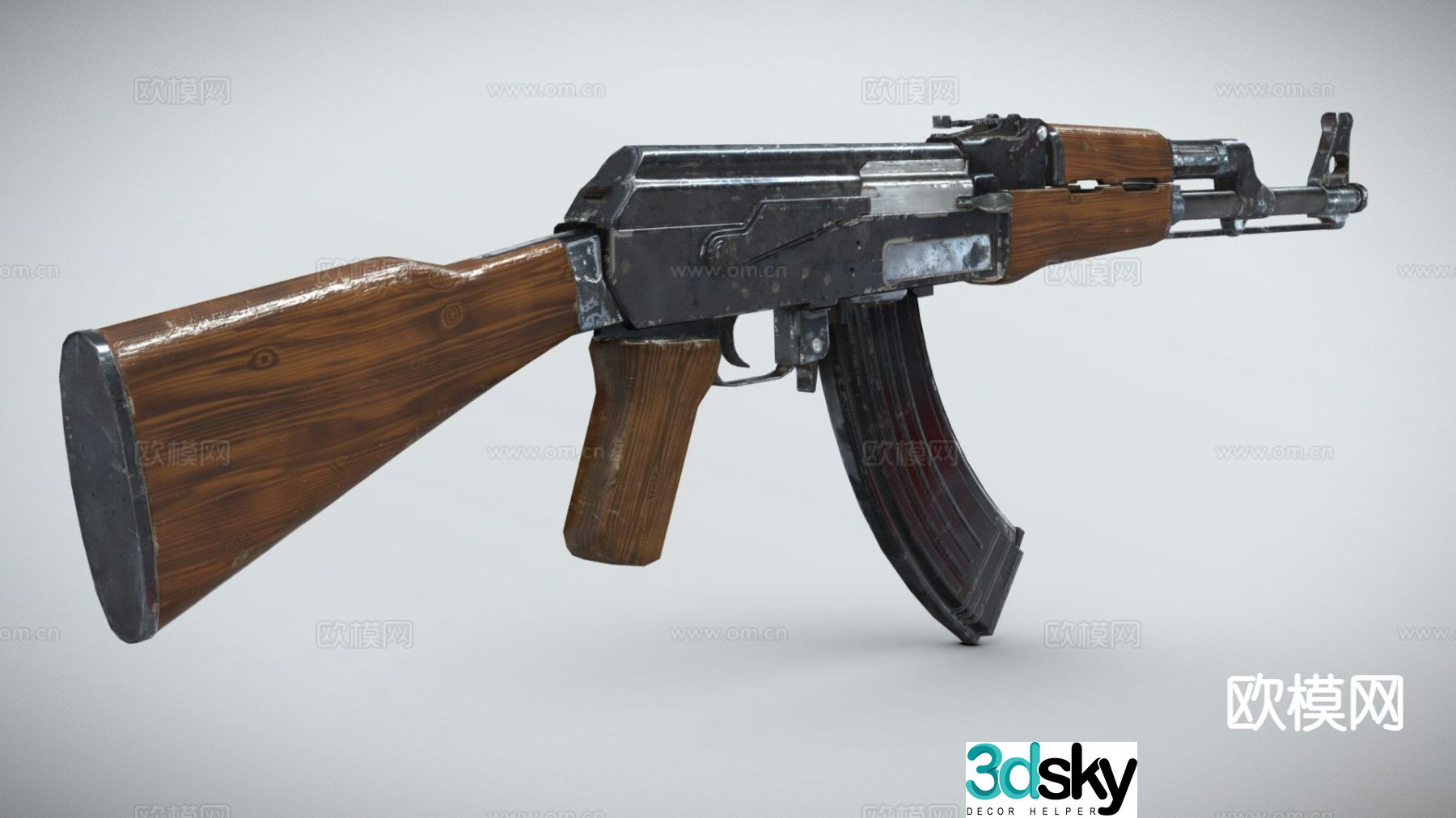 AK47 rifle game weapon 3d model
