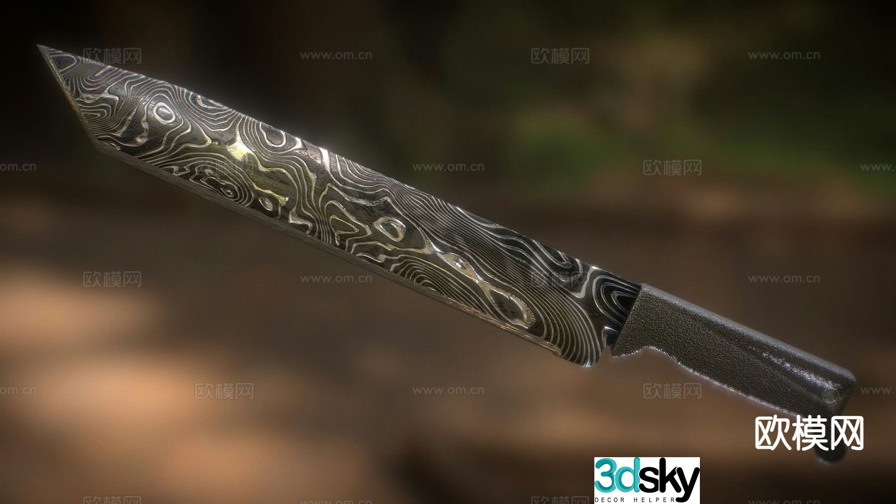 Damascus dagger 3d model