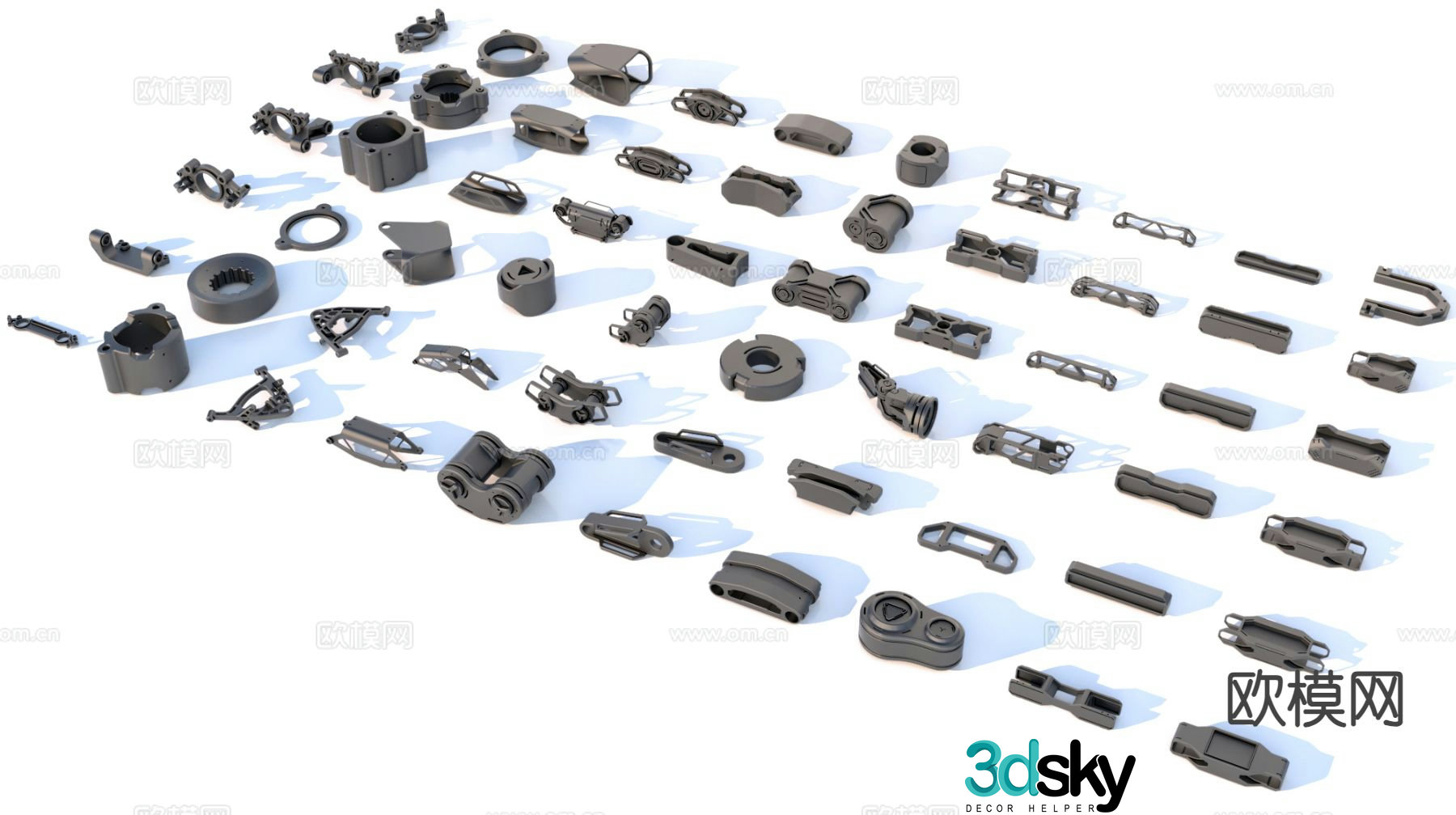 Hard surface parts Mechanical parts Industrial equipment 3d model