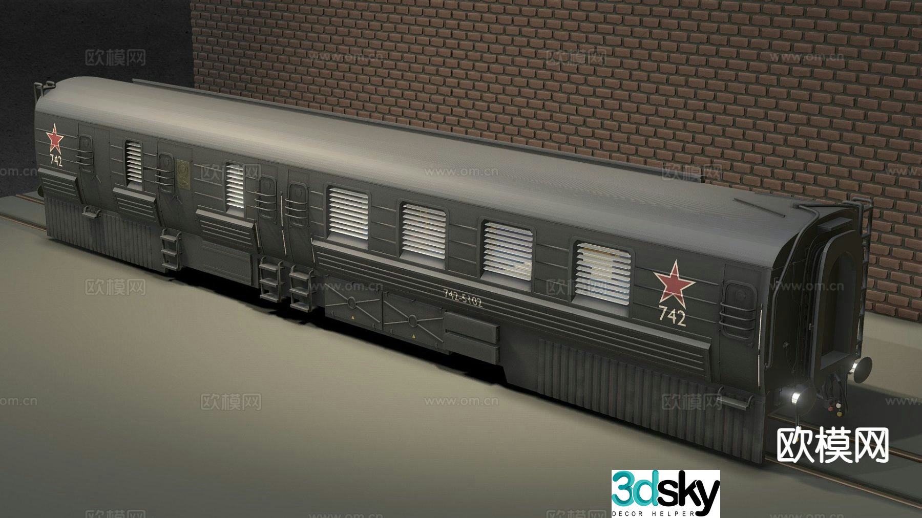 Soviet armored train carriage 3d model