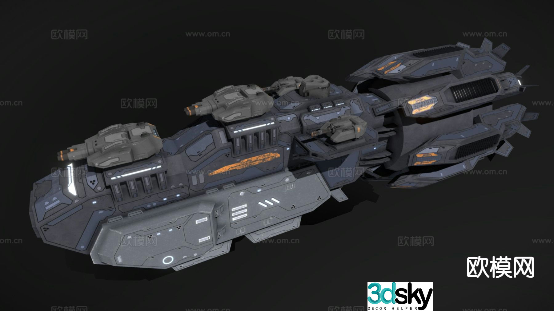 Heavy frigate sci-fi aircraft carrier 3d model