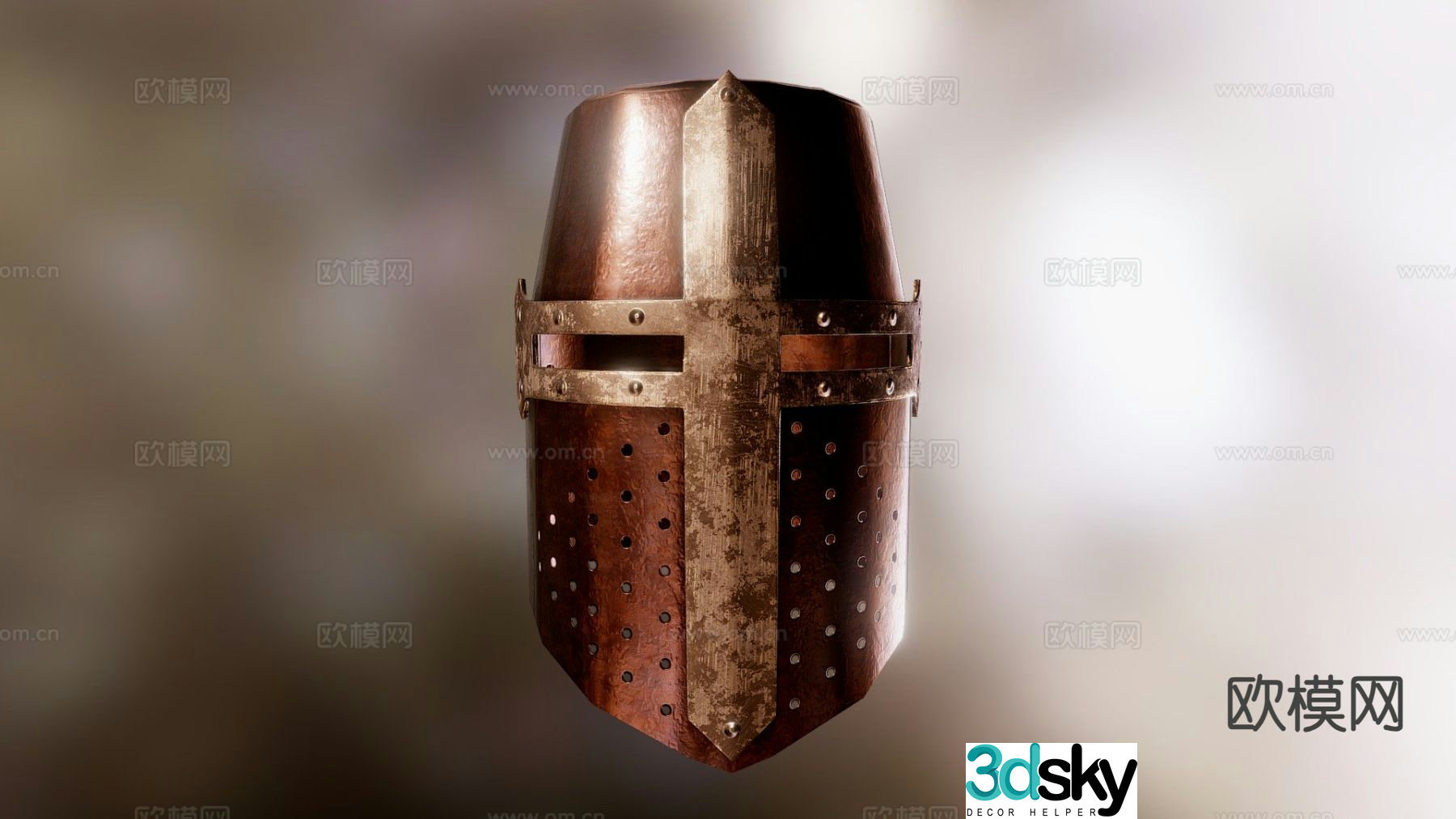 Crusader helmet game prop 3d model