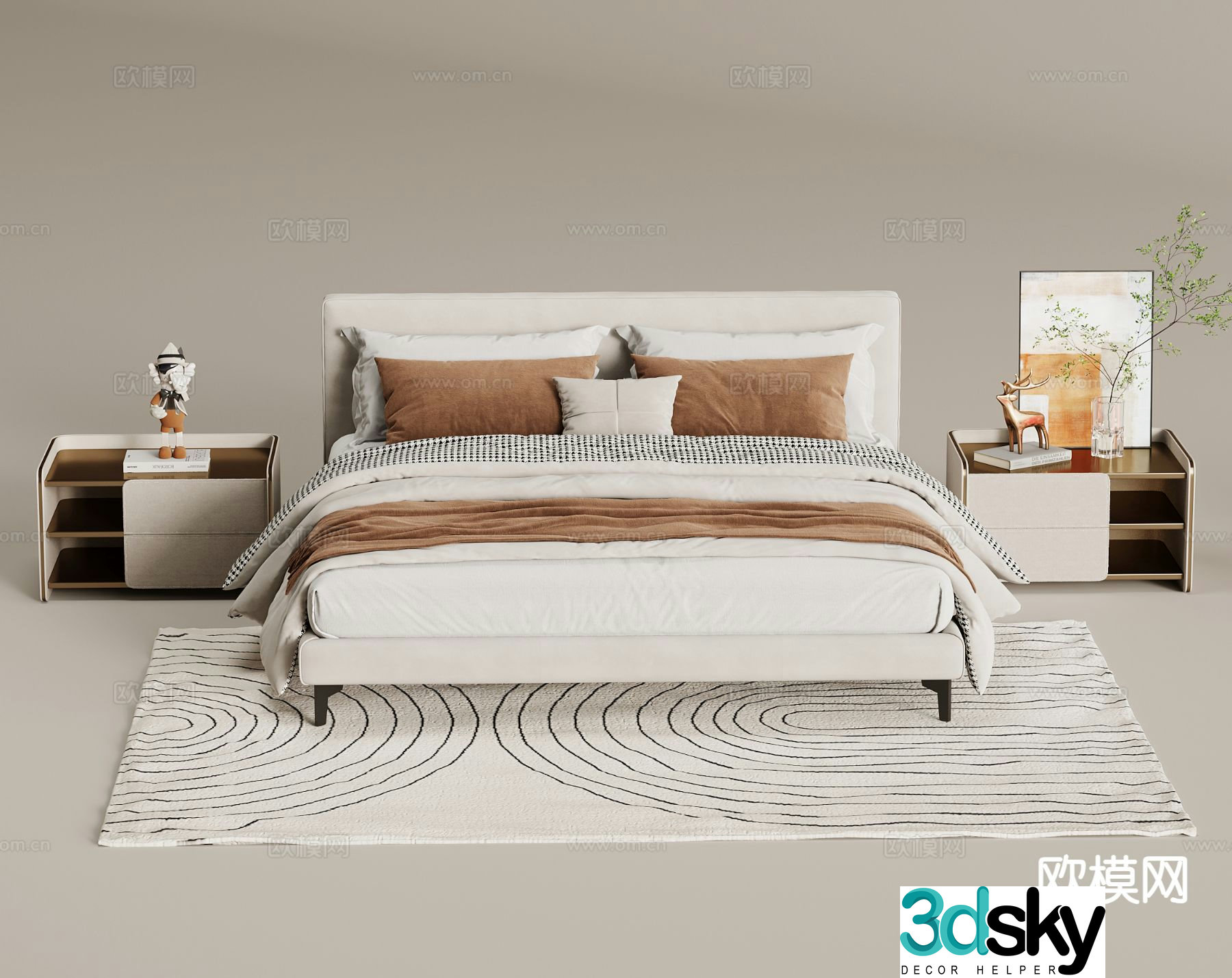 Modern double bed 3d model