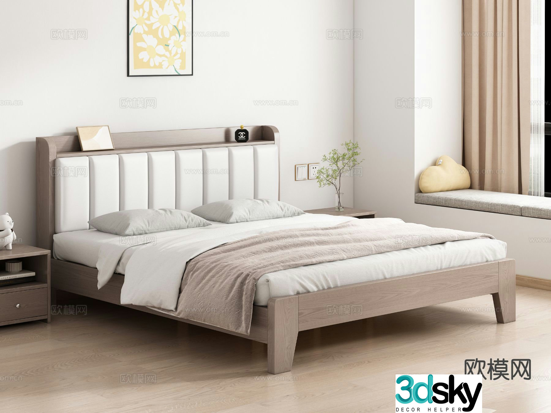 Modern double bed 3d model