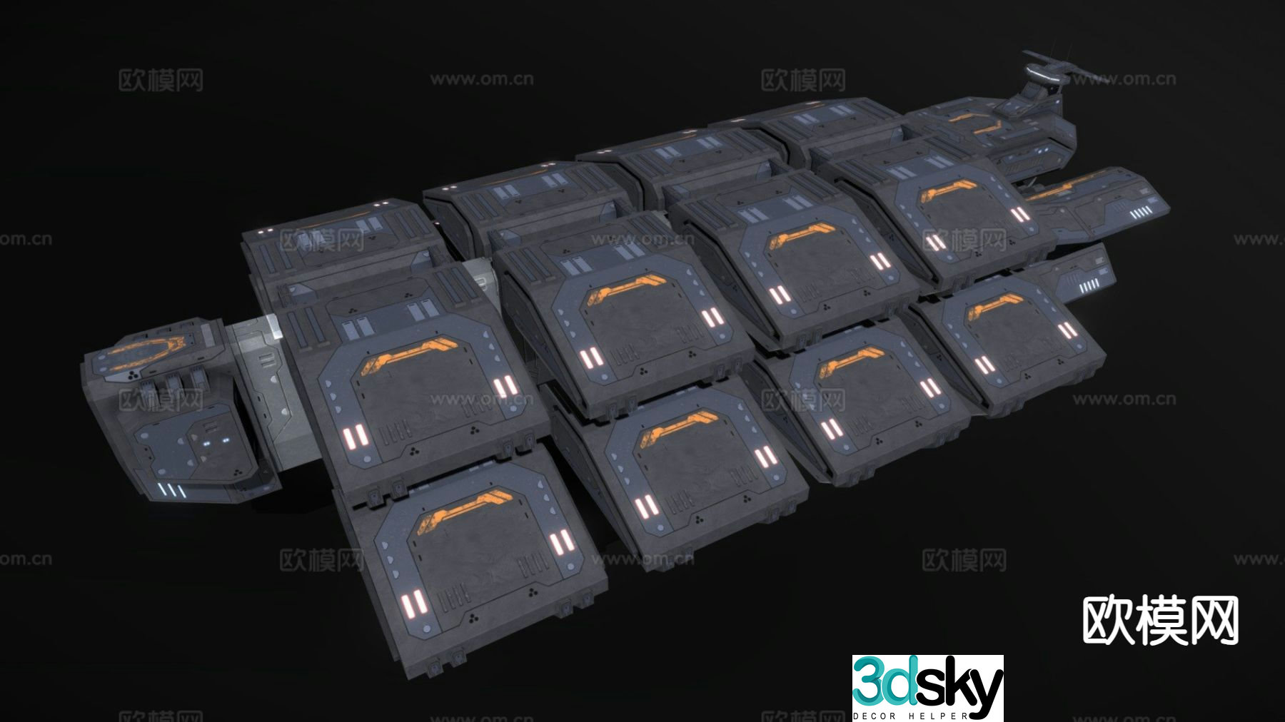 Sci-fi super cargo ship 3d model