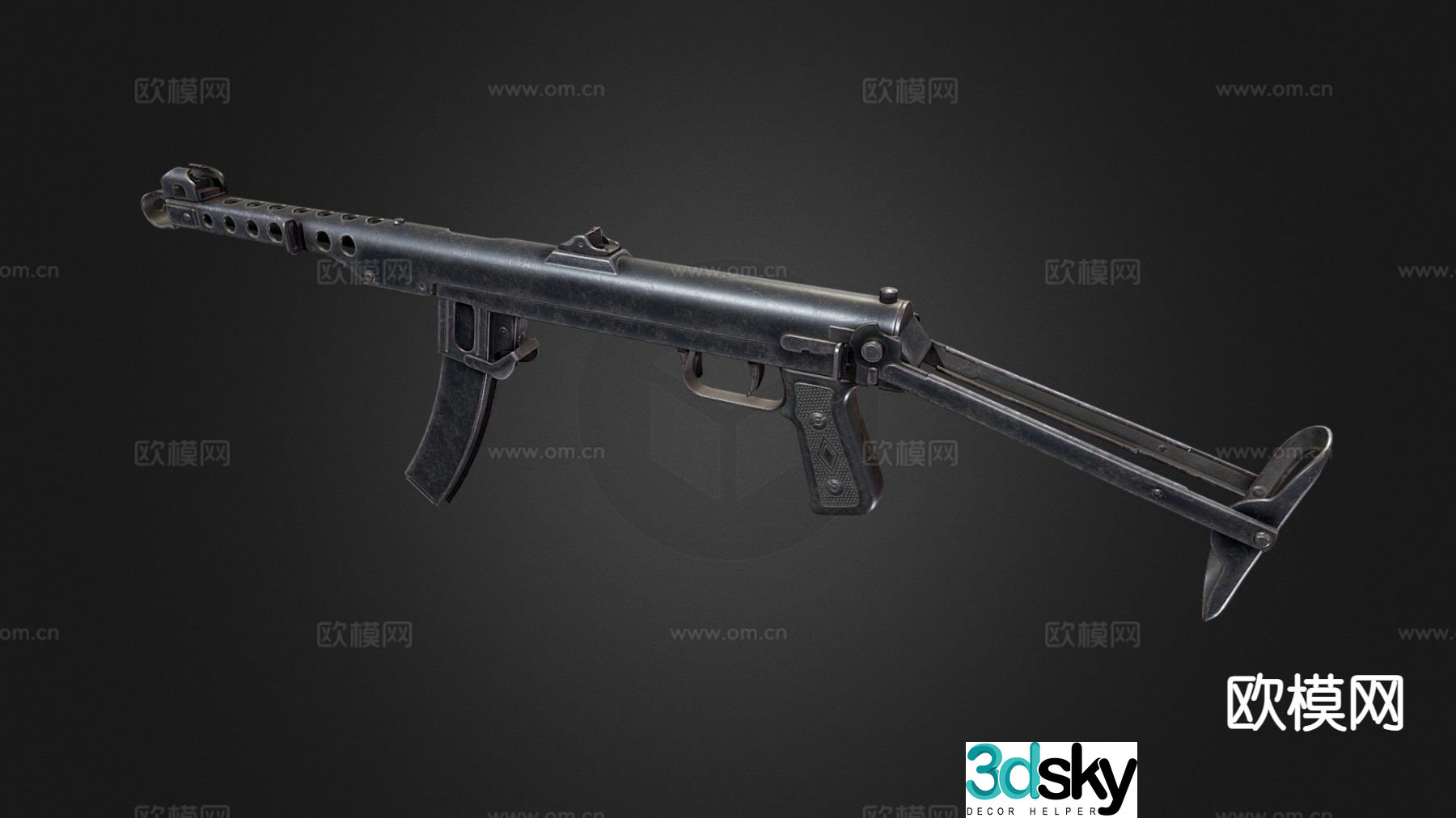 PPS43 submachine gun game weapon 3d model