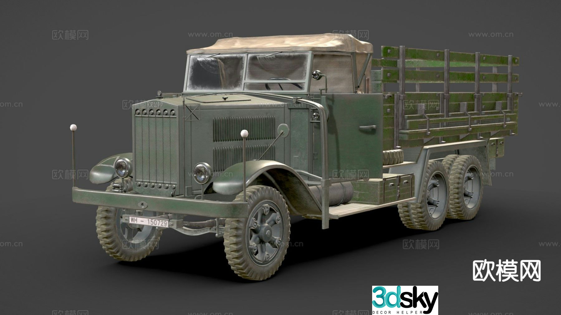 german military truck car 3d model