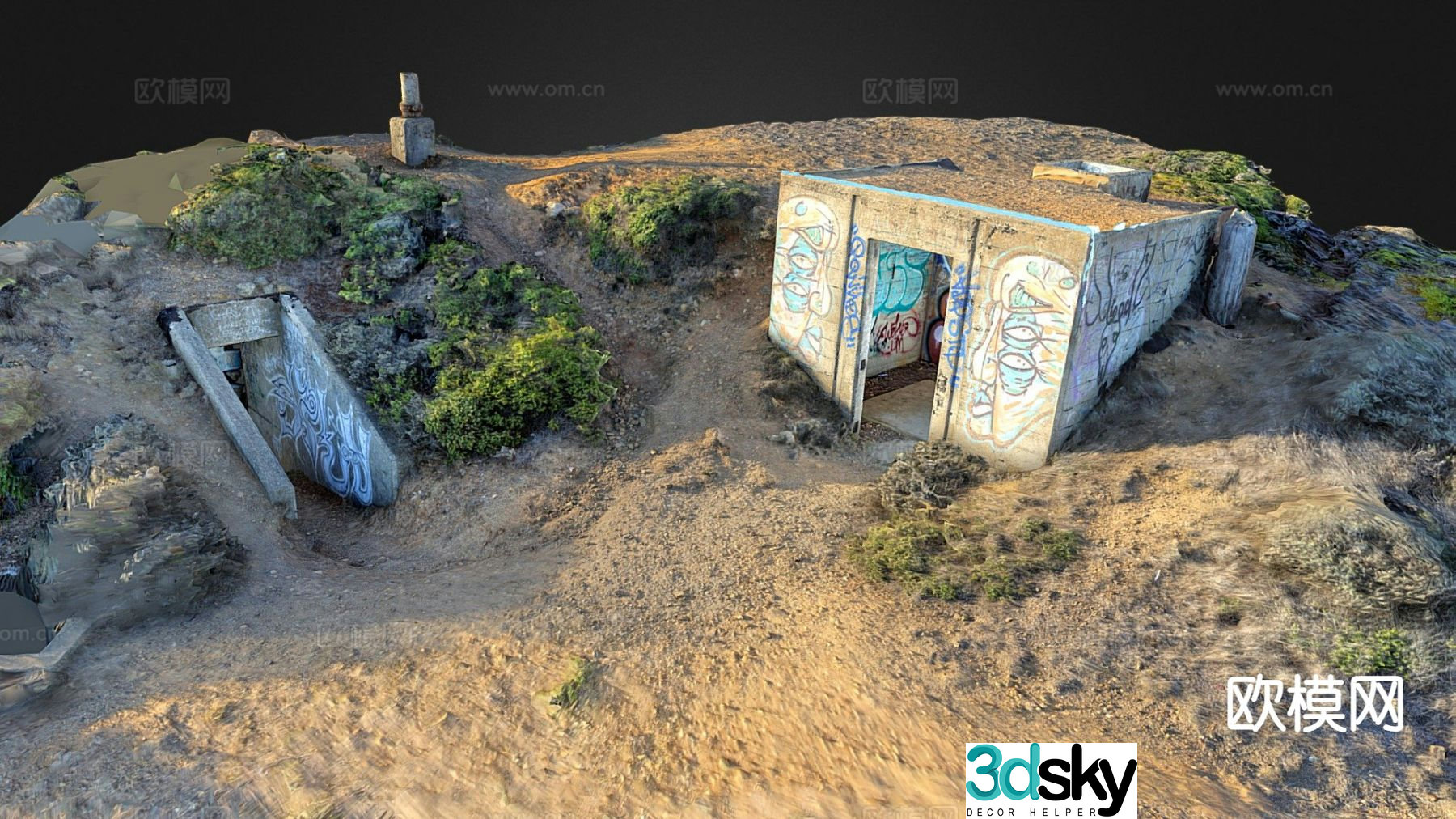 Game scene air raid shelter 3d model