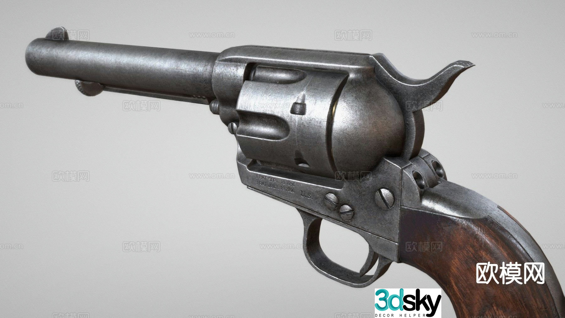 revolver gun firearm weapon 3d model